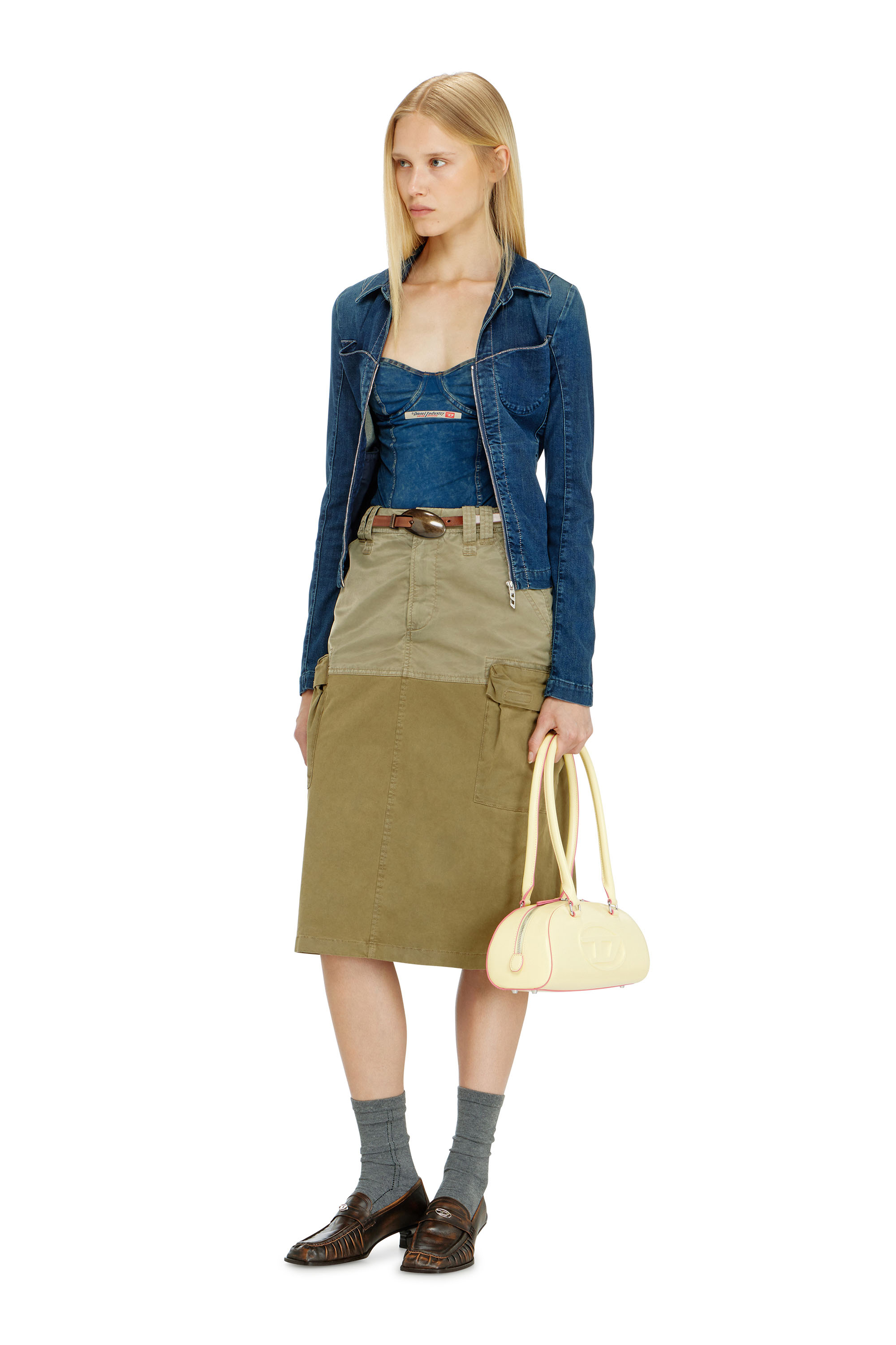 Diesel - O-DELE, Female's Cargo midi skirt in cotton and nylon in null - 1
