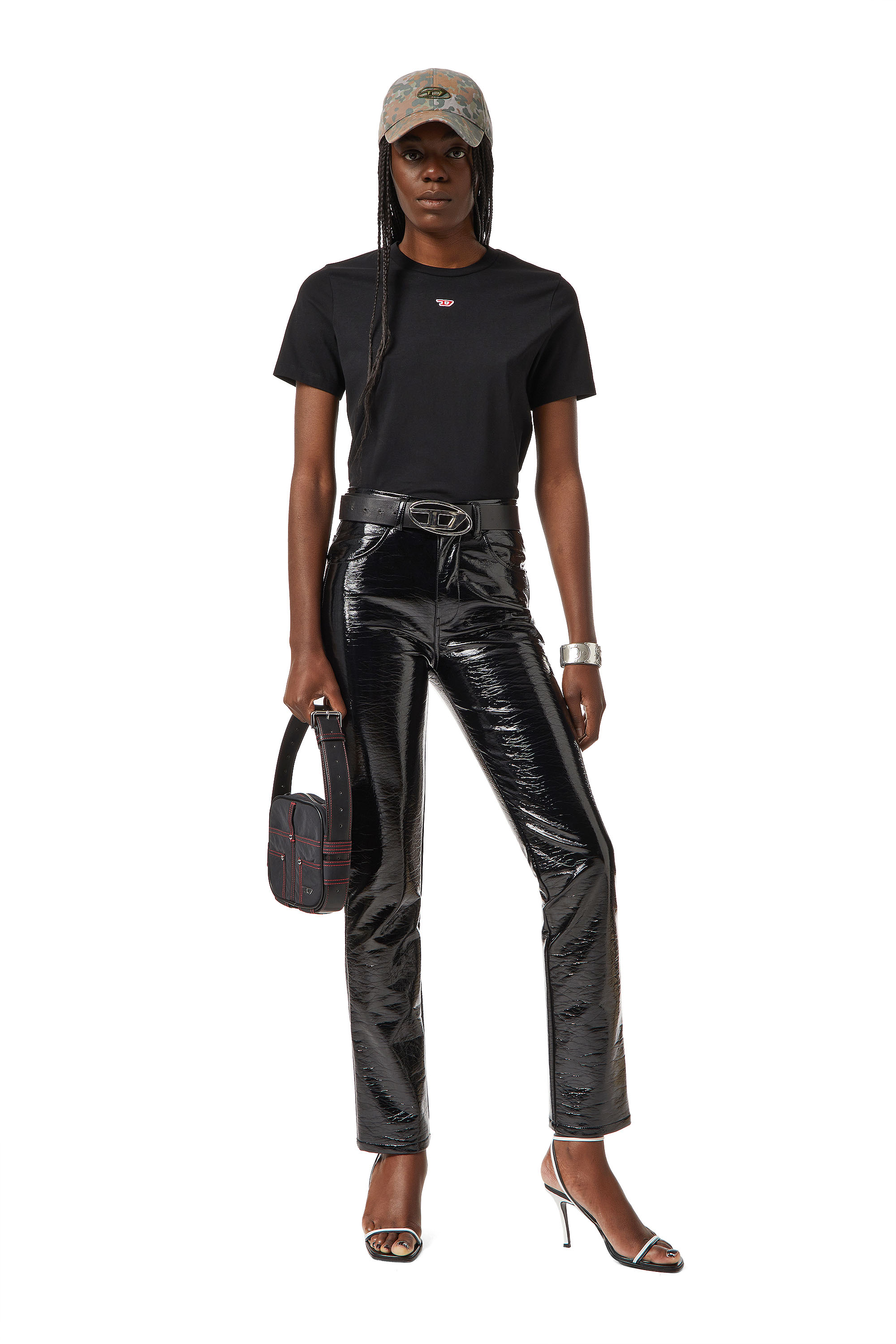 Diesel - T-REG-D, Woman's T-shirt with D logo in Black - 1