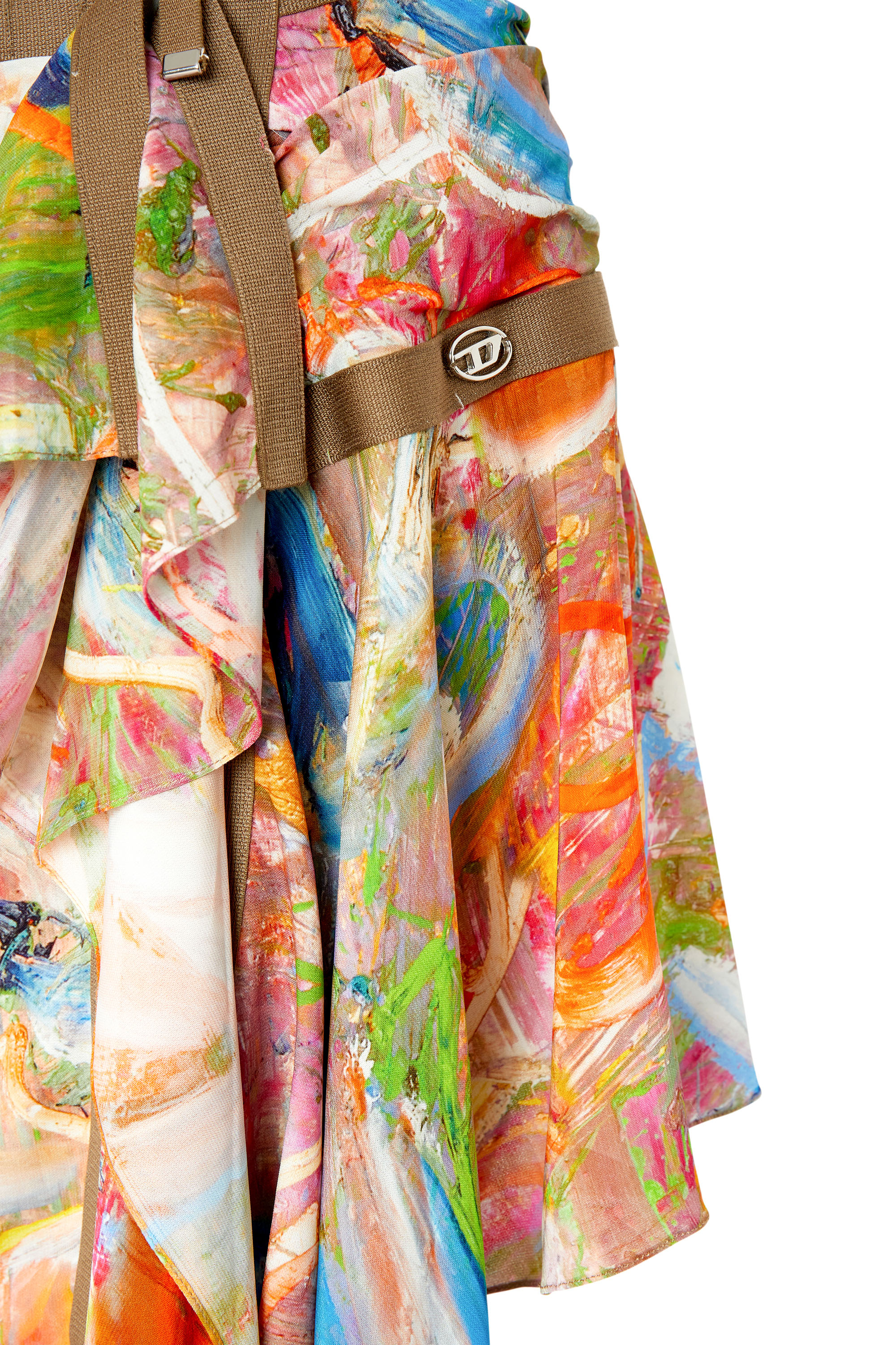 Diesel - O-DIANTHA-PRINT, Female's Mini skirt with abstract print in Brown/Red - 5