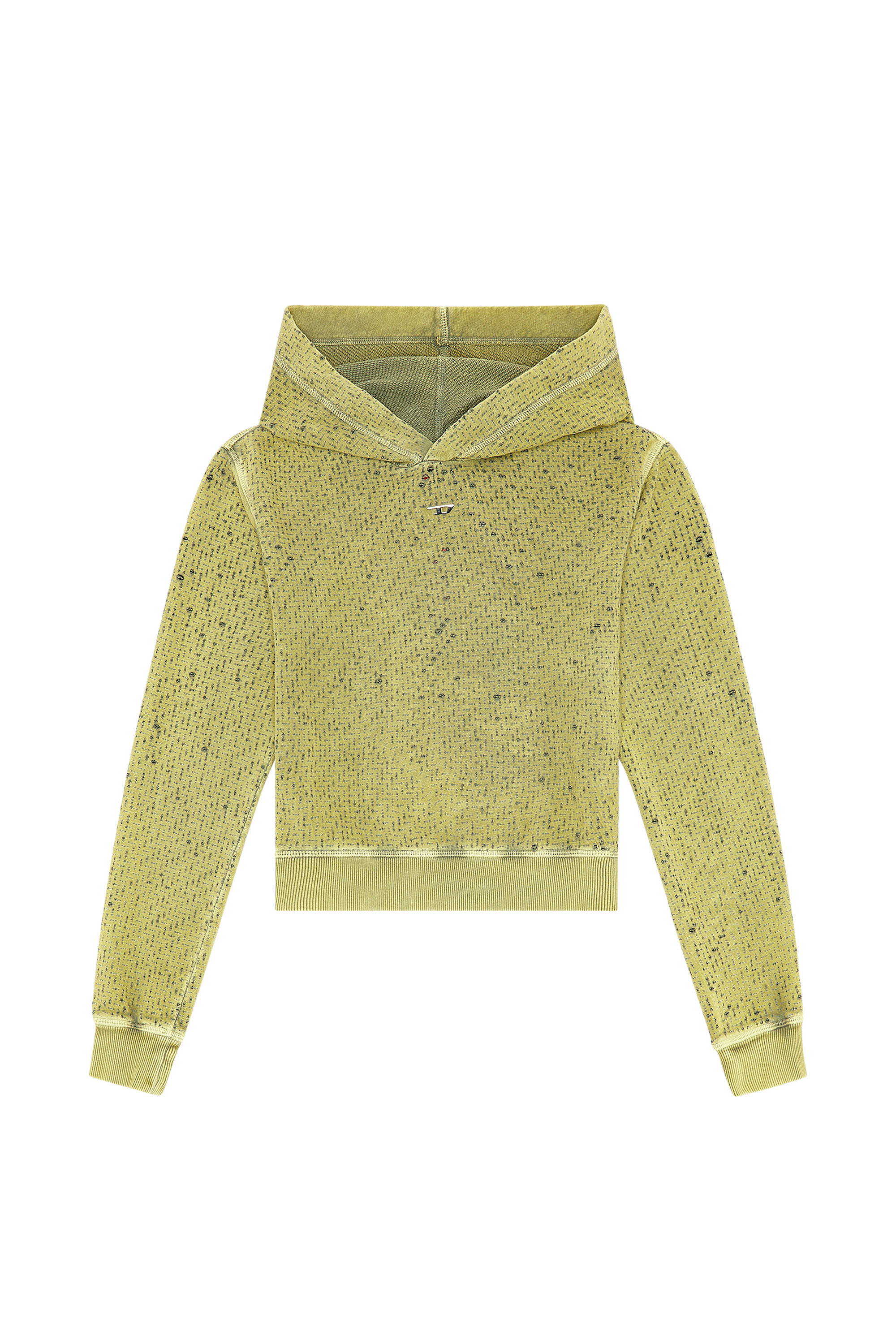 Diesel - F-LAZIS, Woman's Hoodie in laser-cut jersey in Green - 2