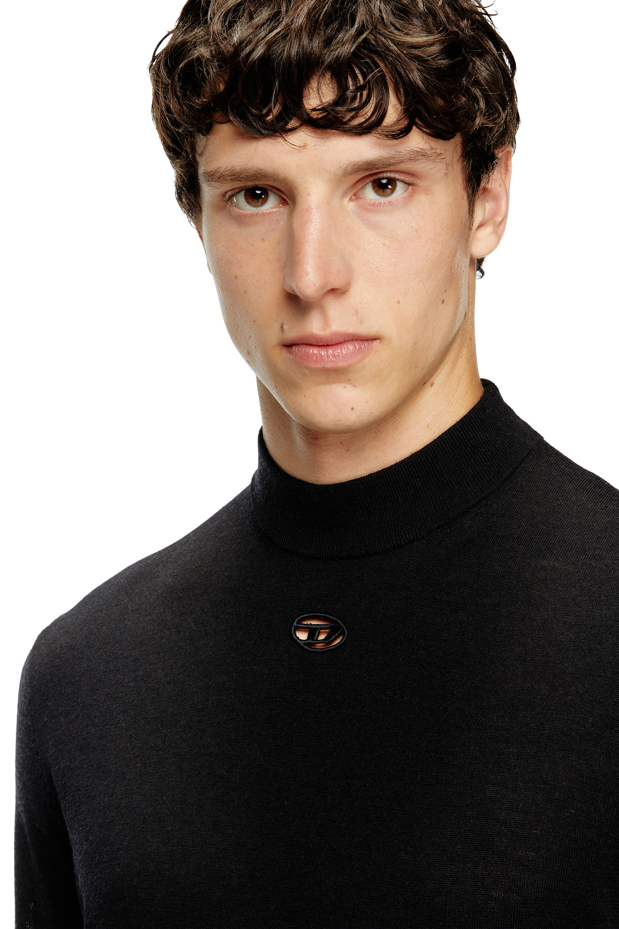 Diesel - K-GIL, Male's Wool turtleneck jumper in Black - 5