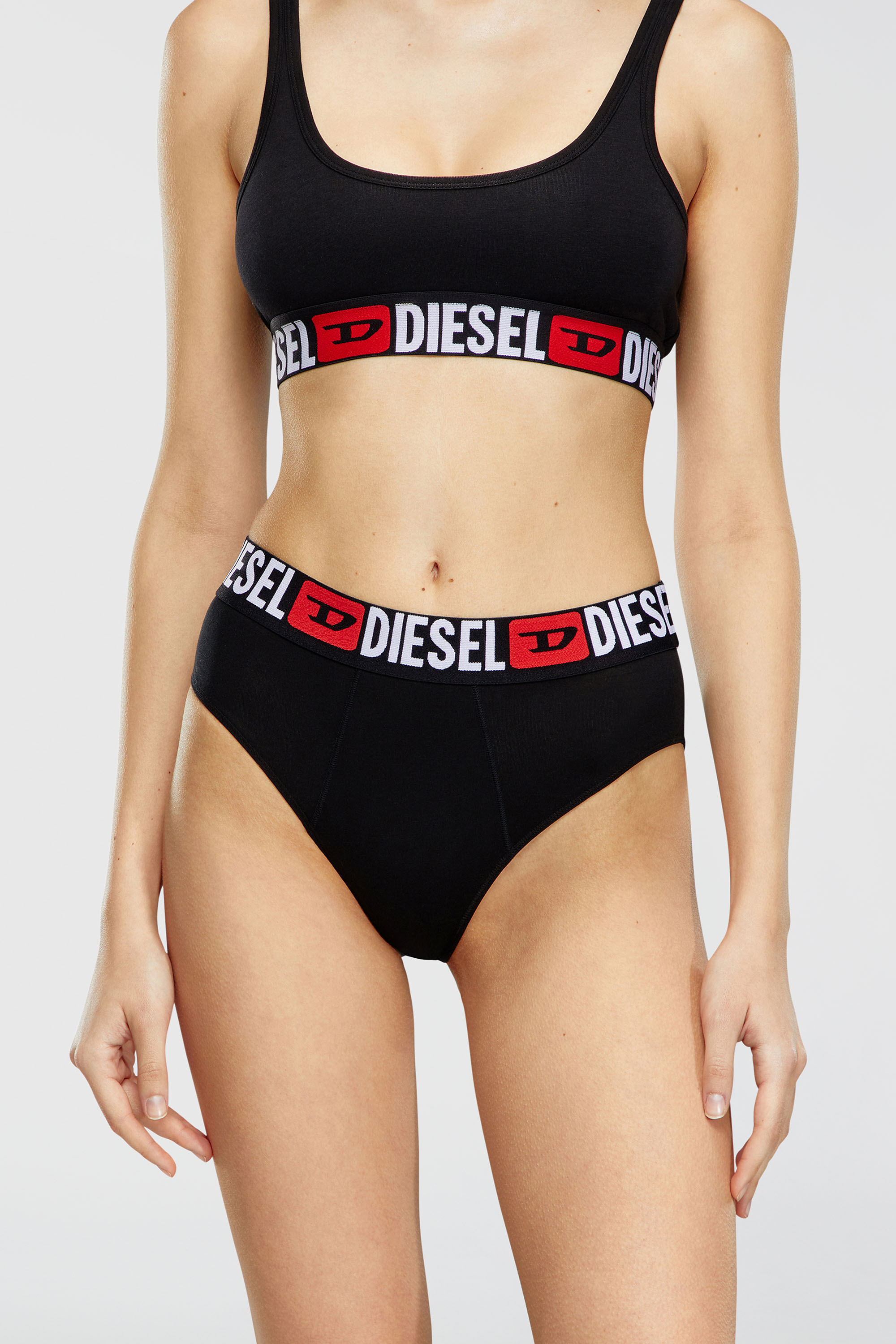 Diesel - UFPN-BLANCA-R-THREEPACK, Paquete de tres bragas en canal&eacute; con cintura alta Mujer in Negro - 3