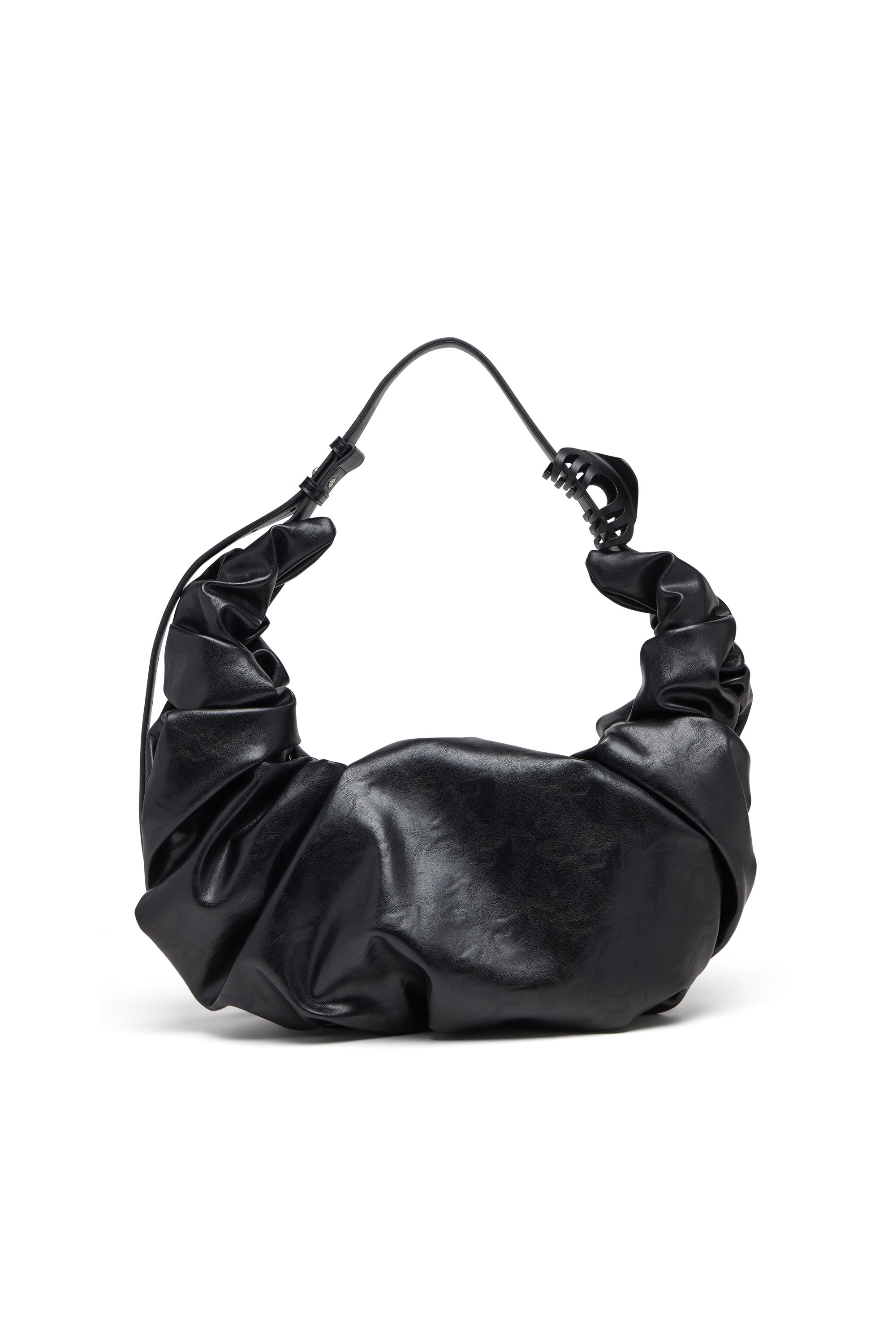Diesel - GRAB-D HOBO L, Bolso hobo grande fruncido en PU brillante Mujer in Negro - 3