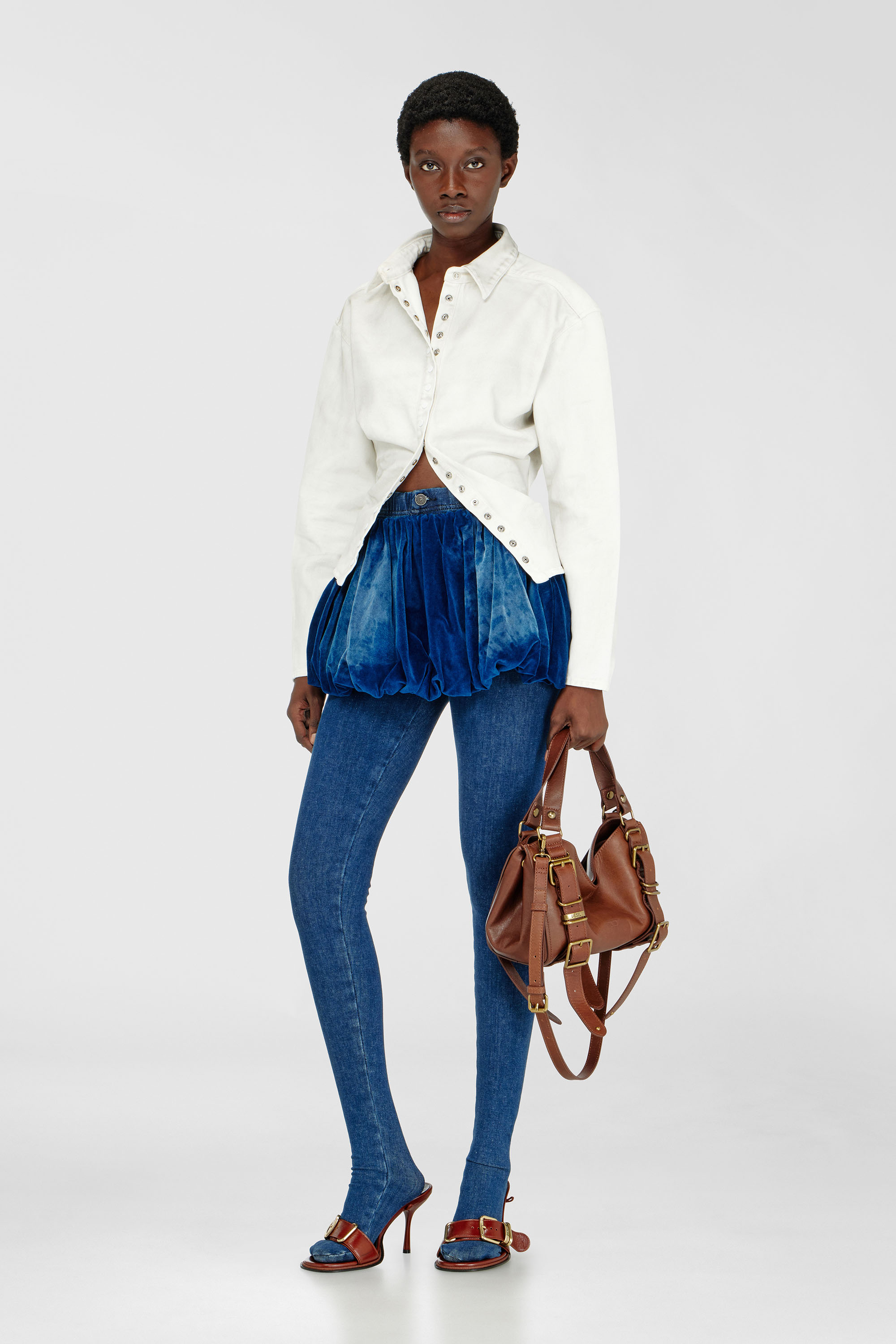 Diesel - DE-PLAZY-FSJ1, Chemise ajust&eacute;e en denim Femme in Blanc - 1
