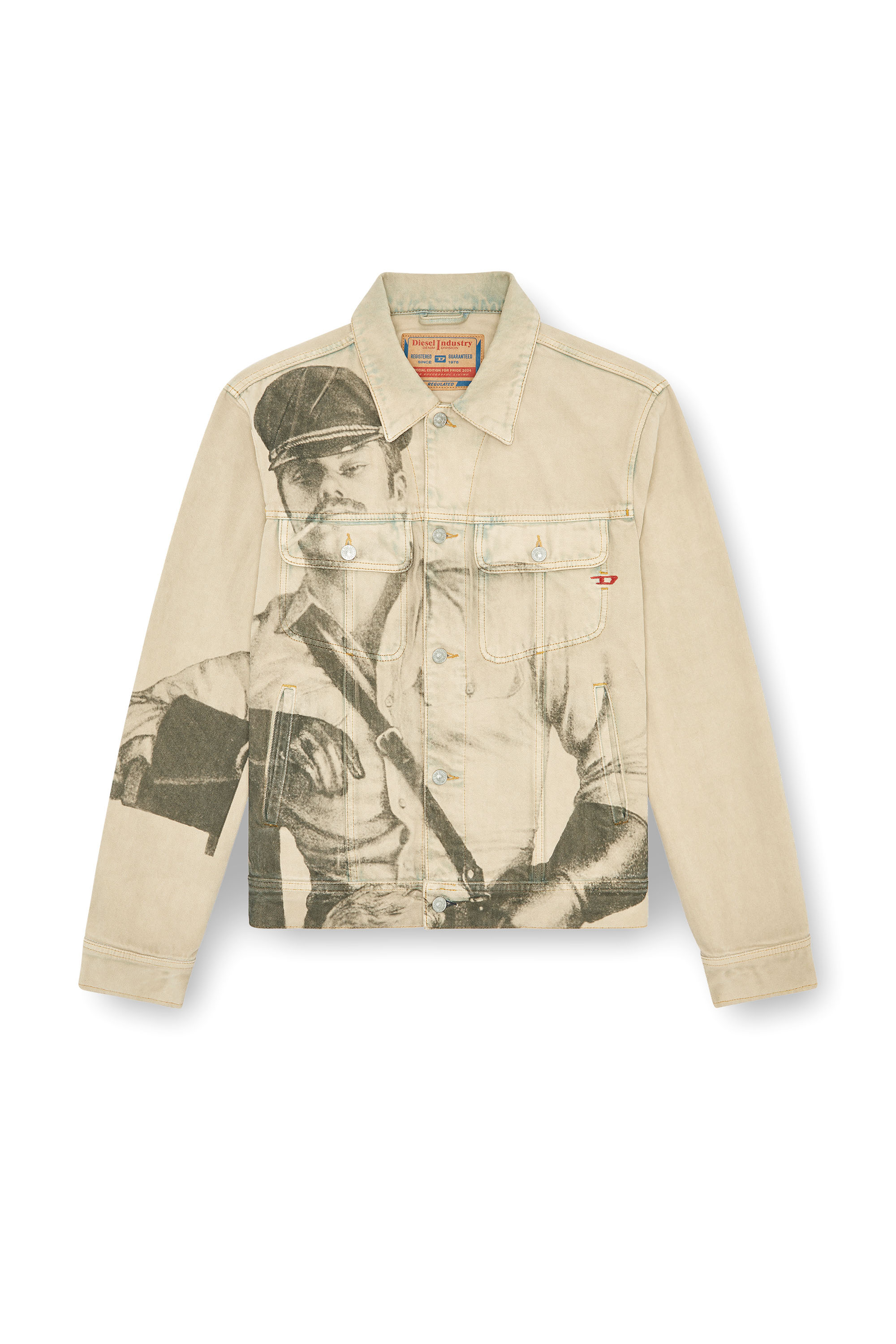 Diesel - PR-D-BARCY-TOF2, Veste trucker avec imprimé numérique Mixte in Beige - 4