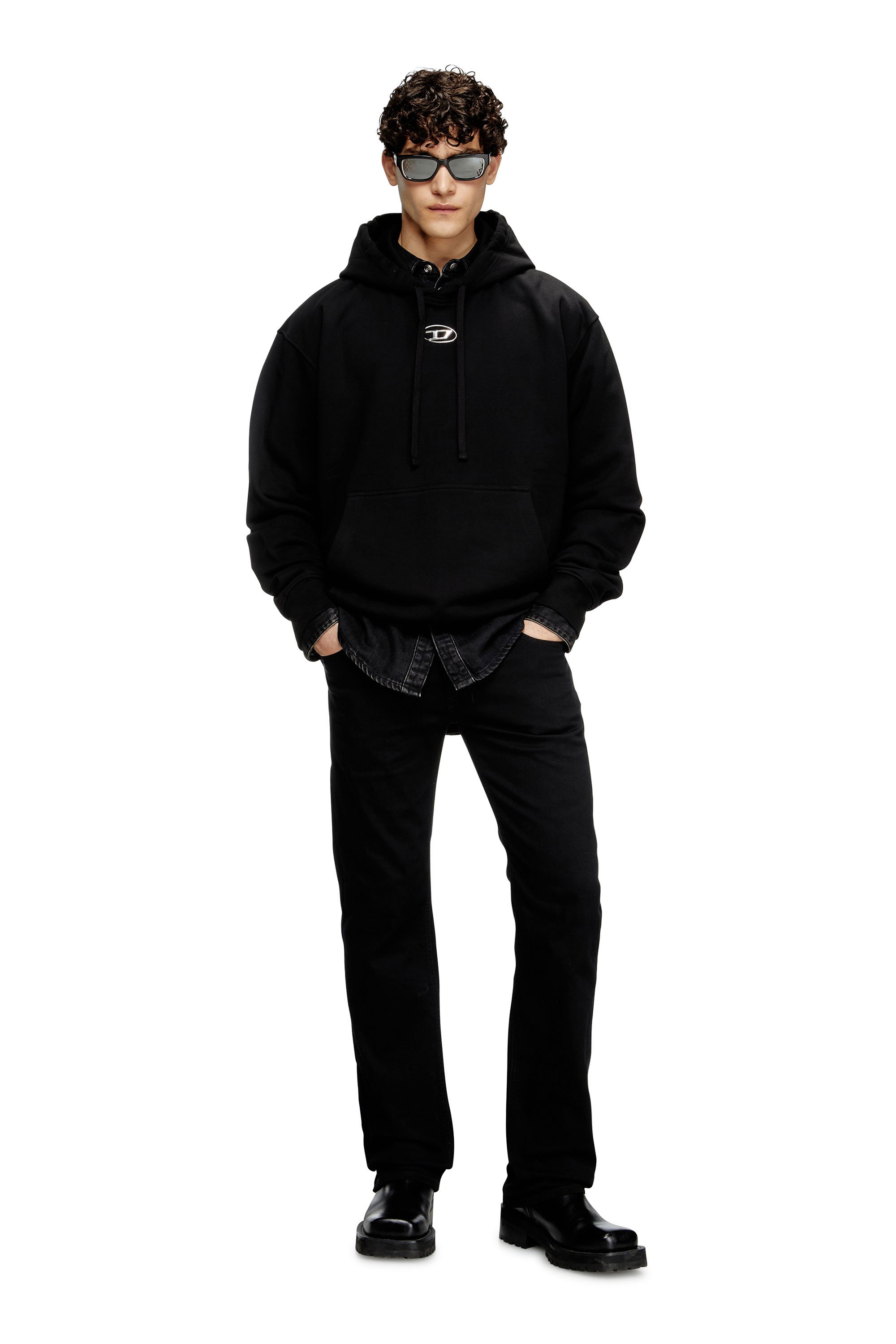 Diesel - S-MACS-HOOD-OD, Male's Oversized hoodie with metallic logo in Black - 1