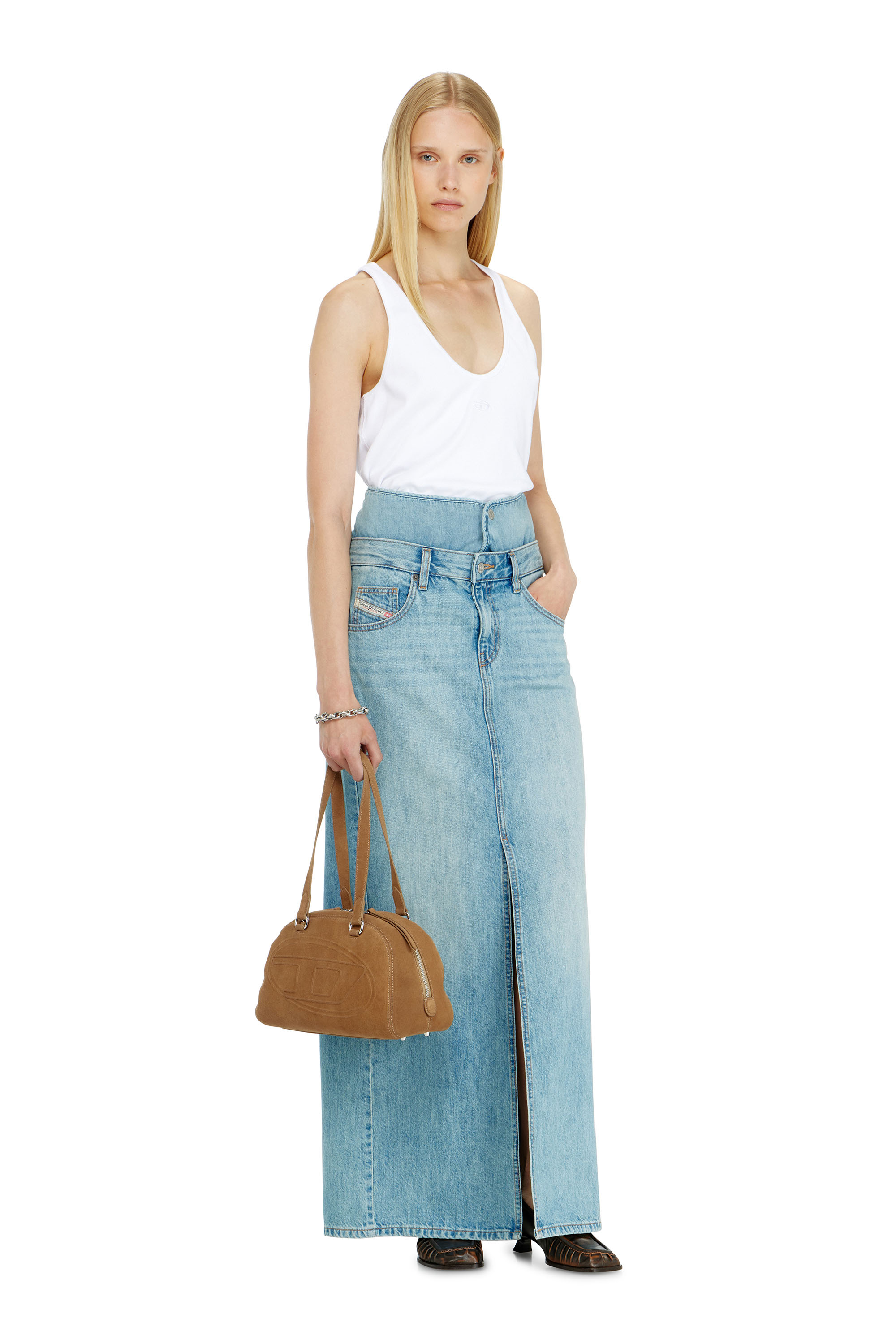Diesel - DE-SPIVEY, Jean-illusion falda vaquera maxi con aberturas Mujer in ToBeDefined - 1