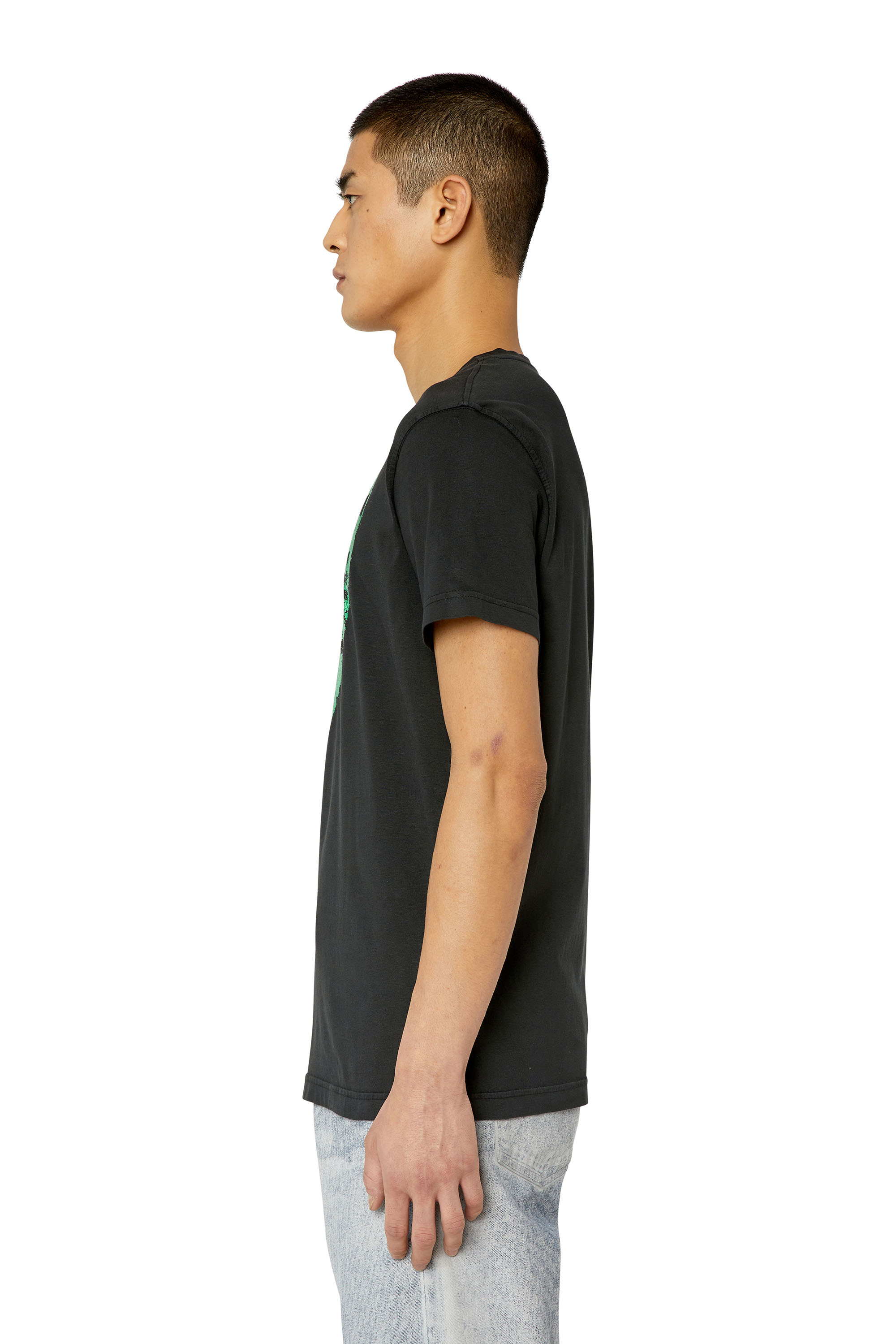 Diesel - T-DIEGOR-G11, Man's T-shirt with metallic shield print in Black - 6