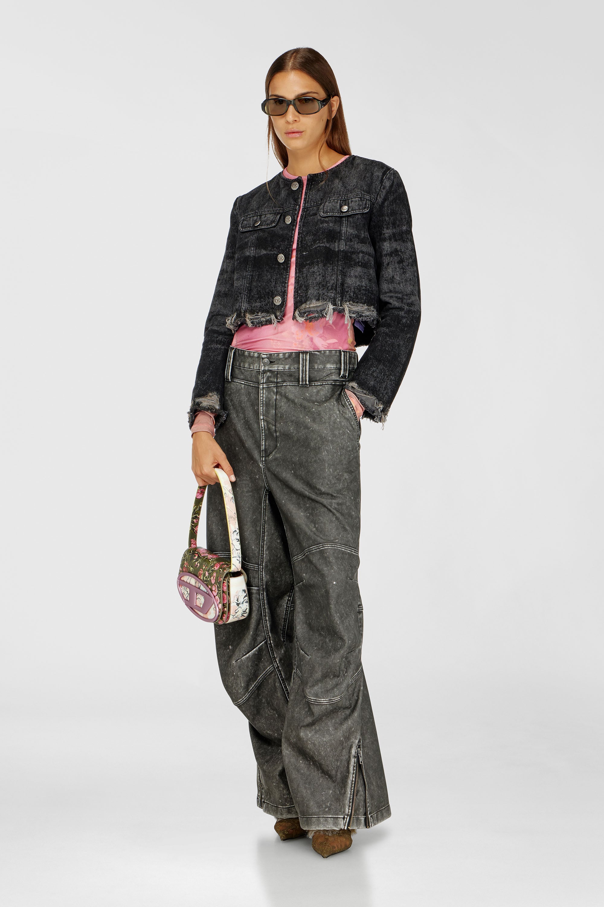 Diesel - DE-GRAFFY-FSH, Female's Jacket in lasered cotton-hemp denim in Black - 2