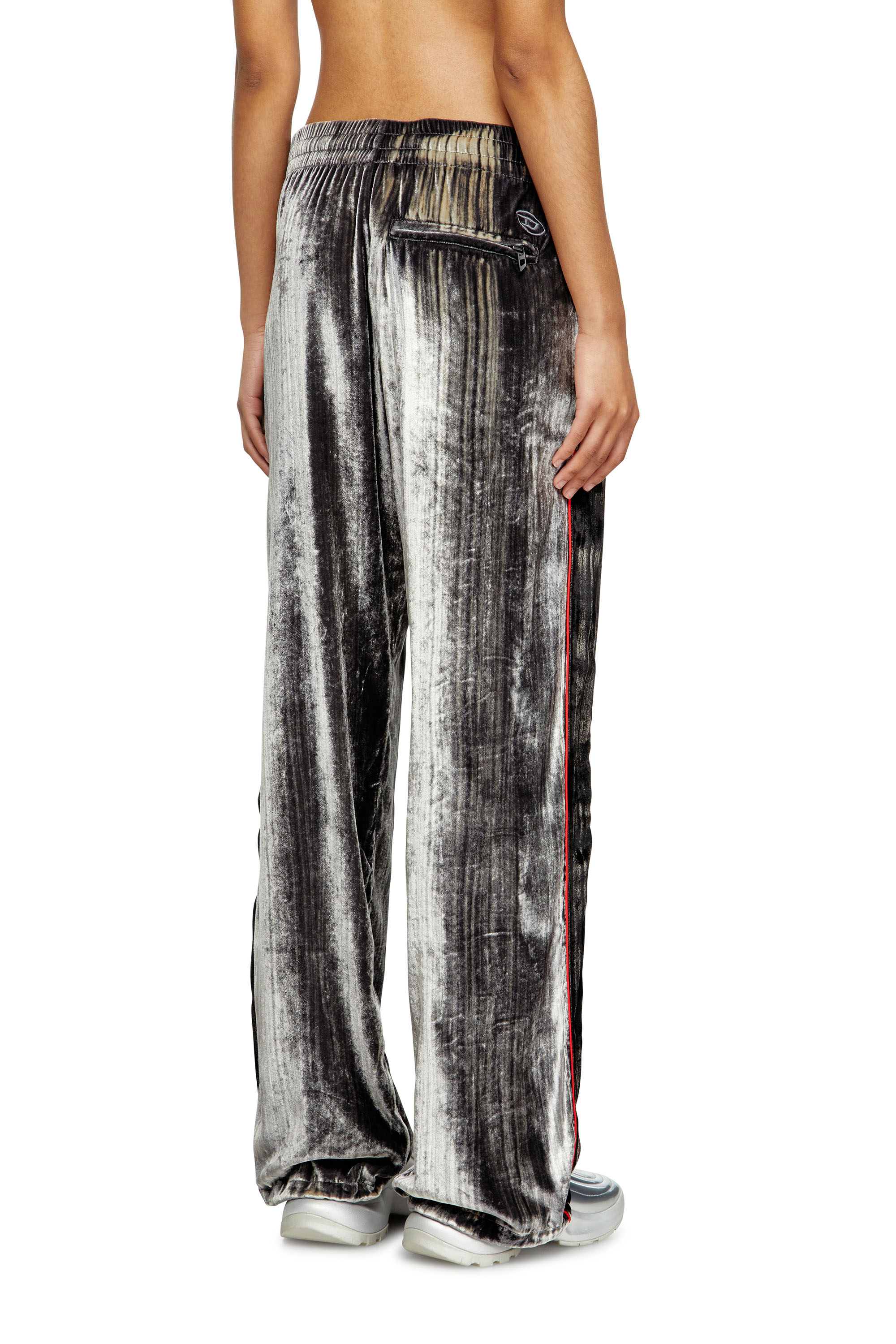 Diesel - P-HAY-FEM, Woman's Track pants in treated velvet in Dark grey - 3
