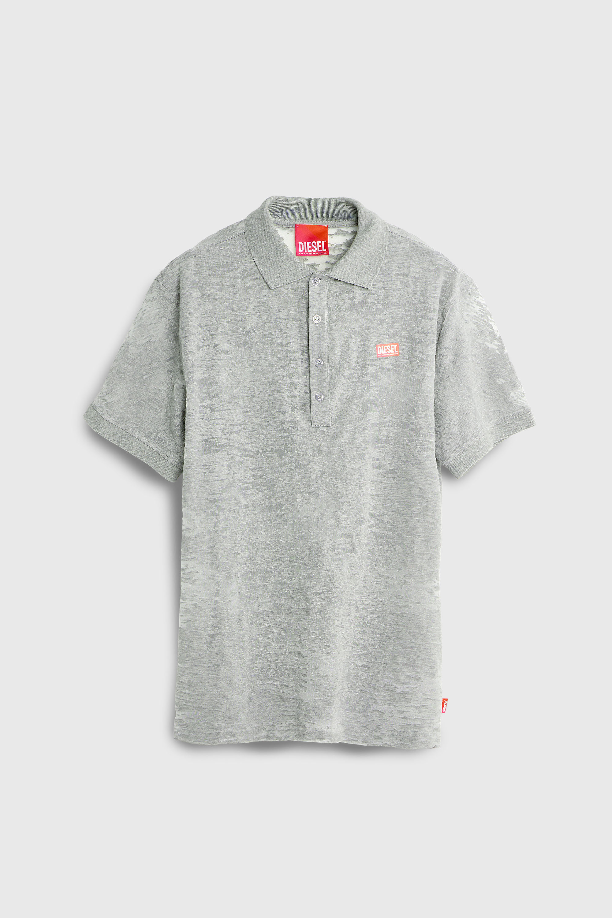 Diesel - PR-T-REJUST, Male's Polo shirt in all-over devor&eacute; jersey in Light Grey - 2