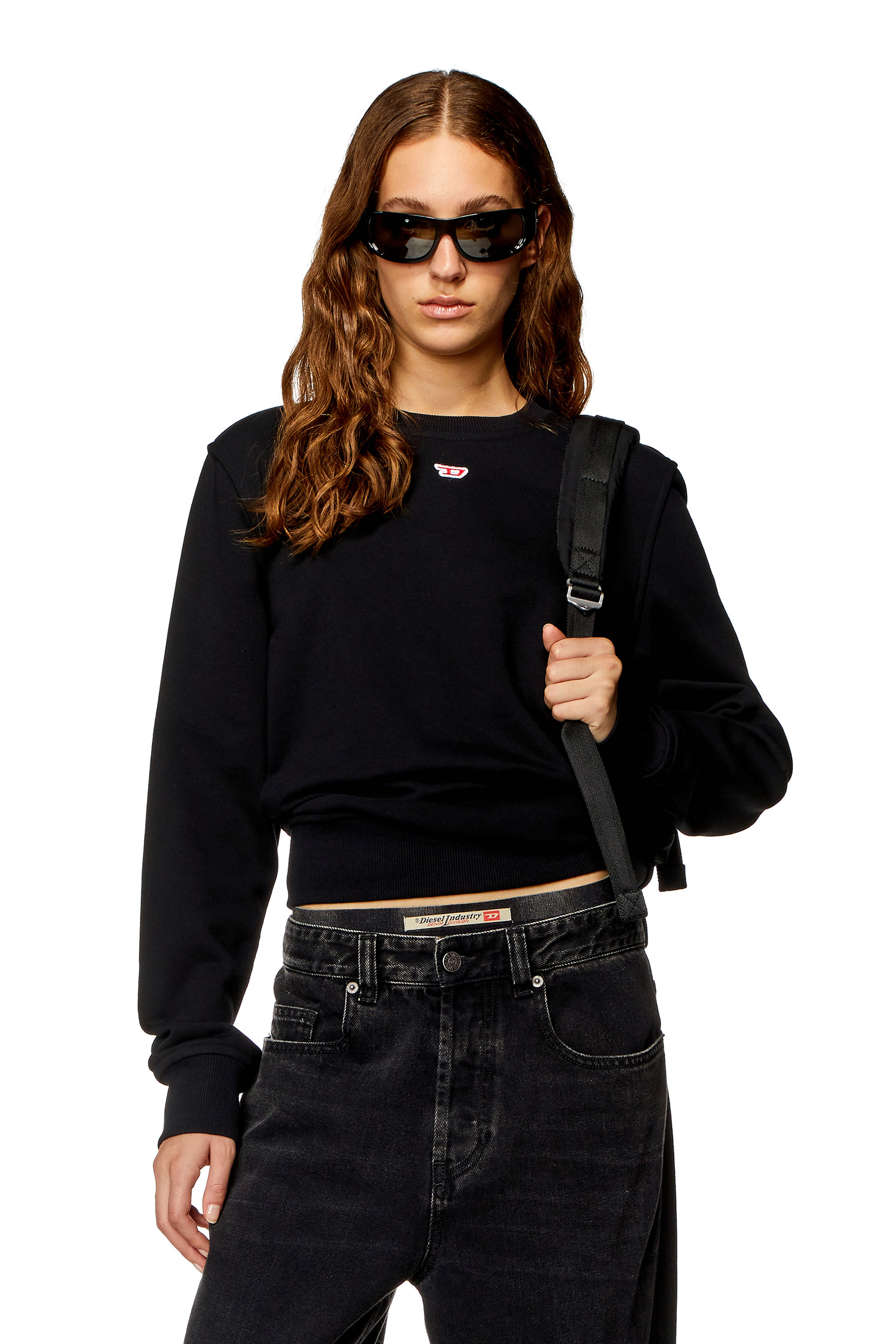 Diesel - S-GINN-D, Woman's Sweatshirt with D logo in Black - 1