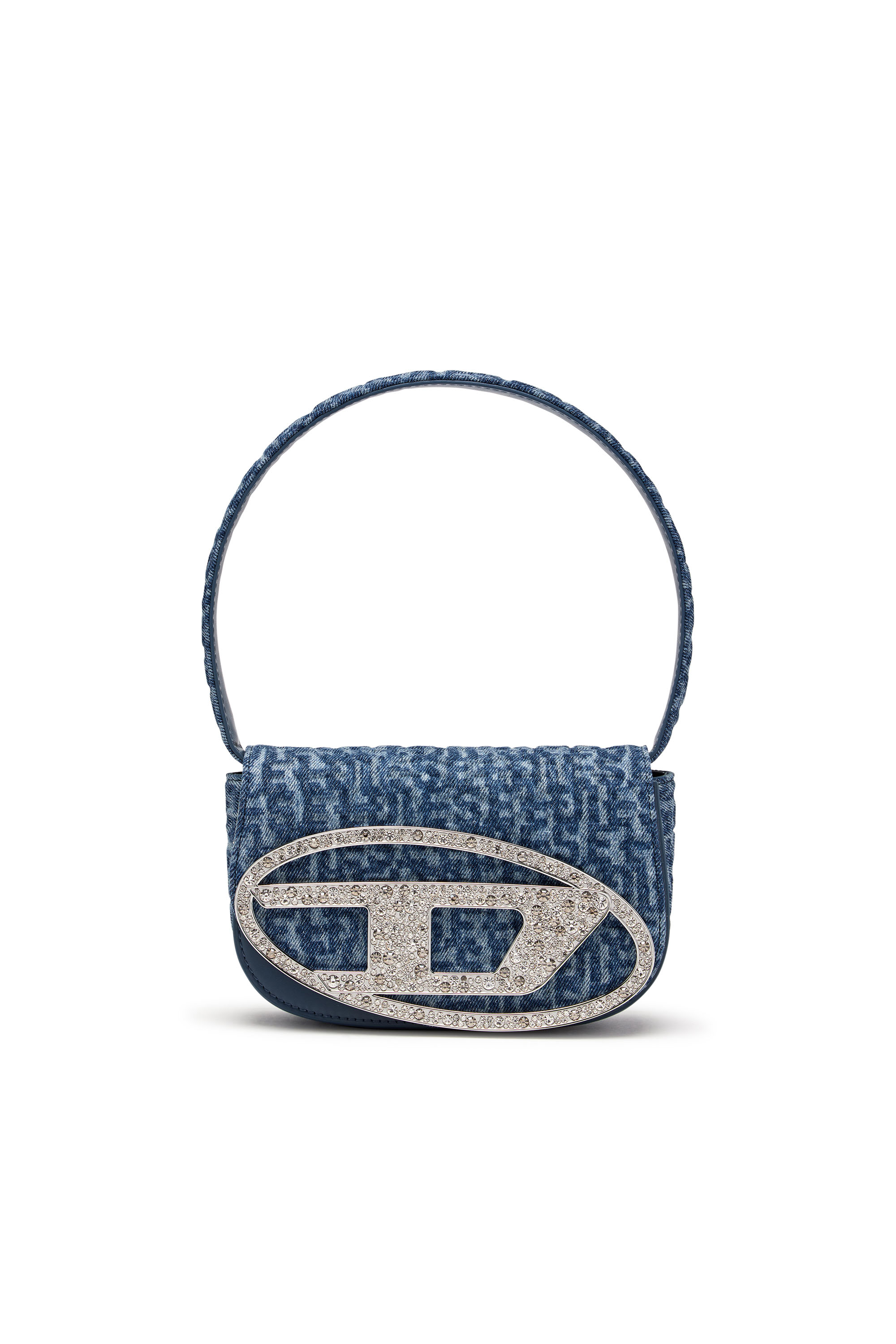 Diesel - 1DR, Woman's 1DR - Iconic monogram shoulder bag in crystal canvas in Blue - 1