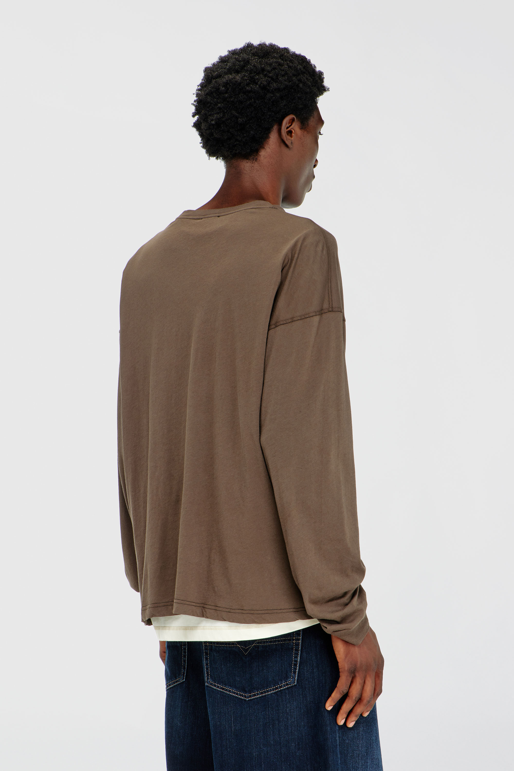 Men's Long sleeve T-shirt with Phoenix graphic | Brown | Diesel US