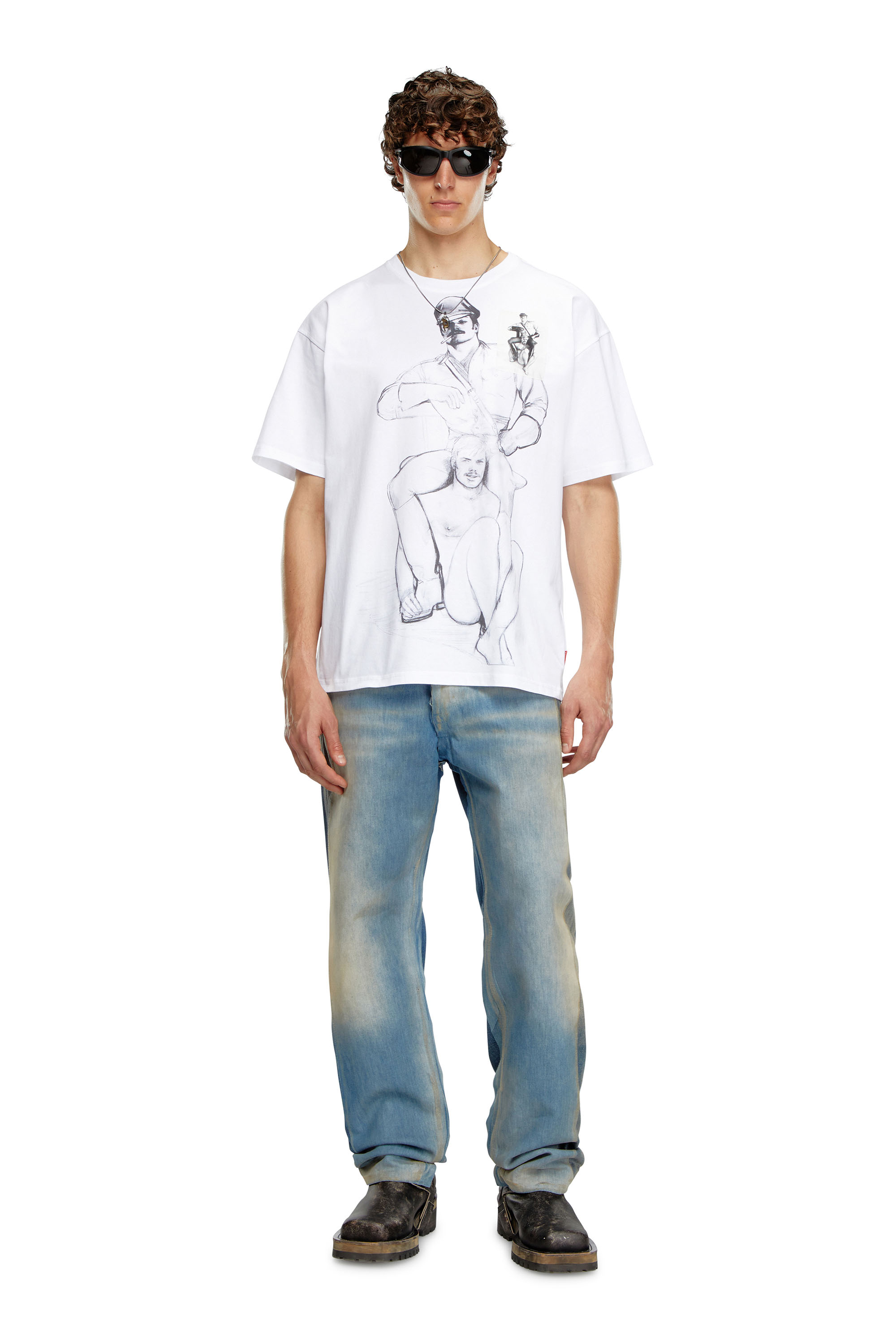 Diesel - PR-T-BOXT-TOF, Unisex's T-shirt with prints and patches in White - 3