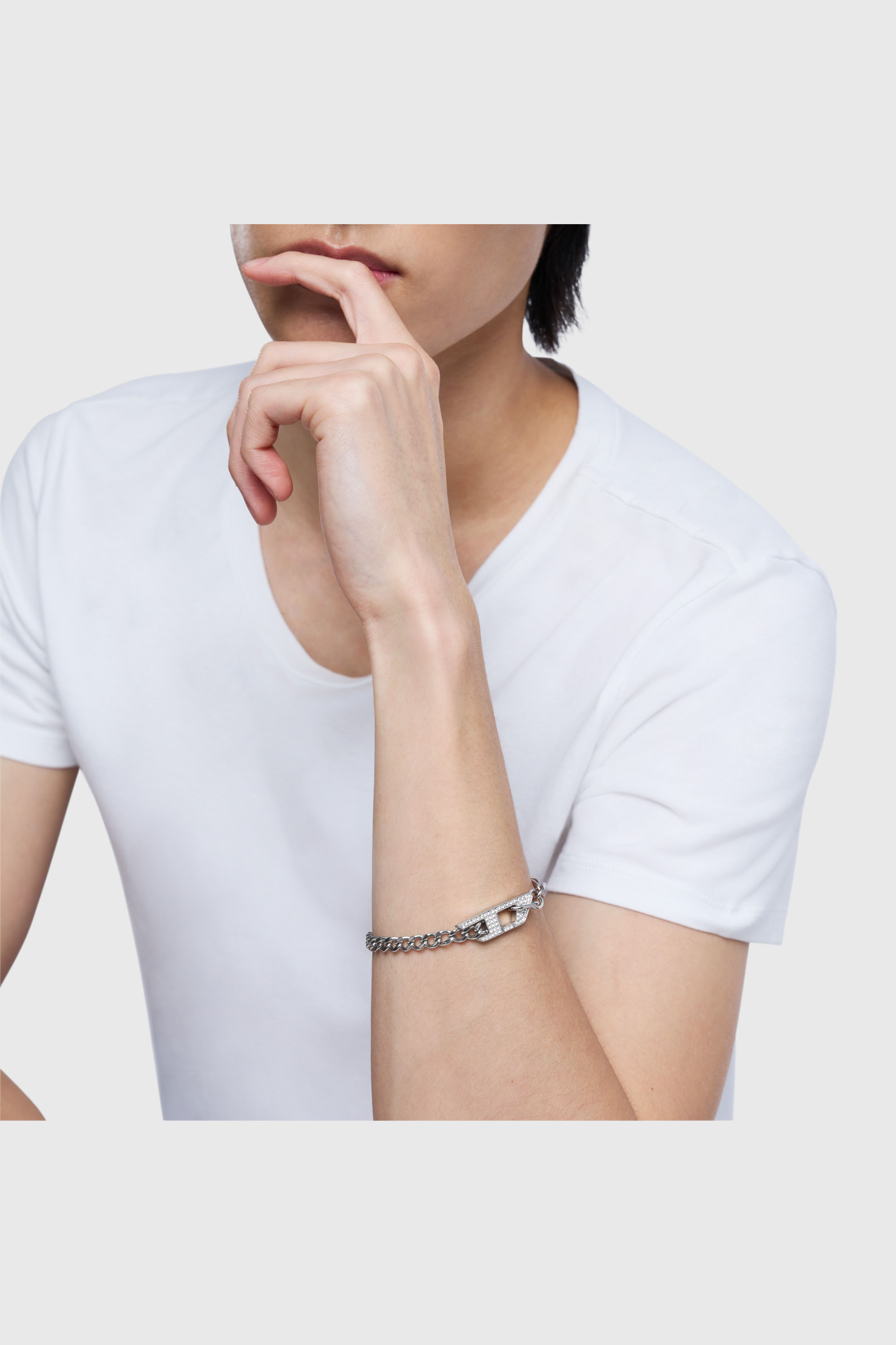 Diesel - DX1627040 JEWELLERY, Pulsera de cadena de acero inoxidable con brillo Unisex in Plateado - 4