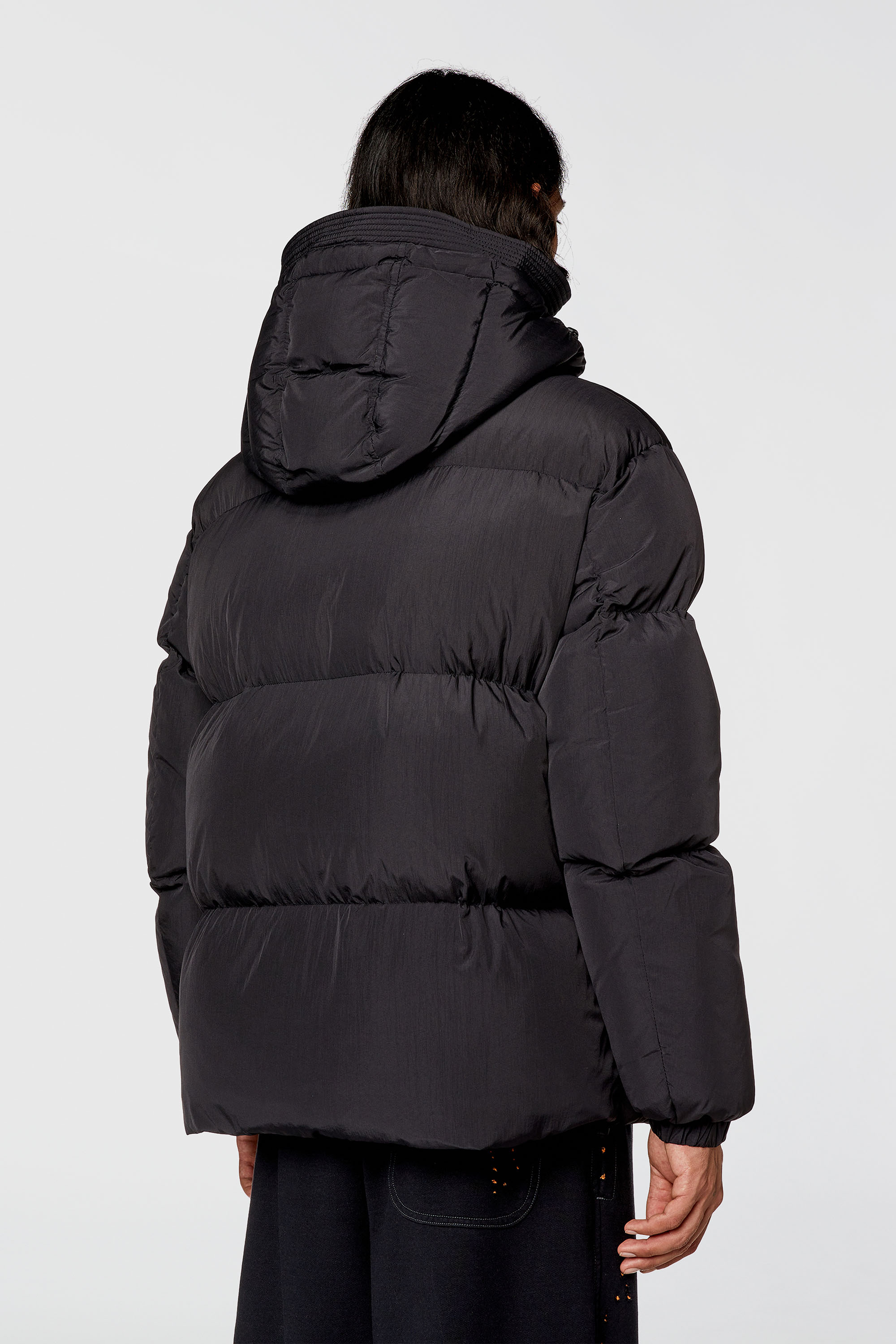 Diesel - W-ROLFYS, Man's Down jacket in recycled nylon taslan in Black - 4