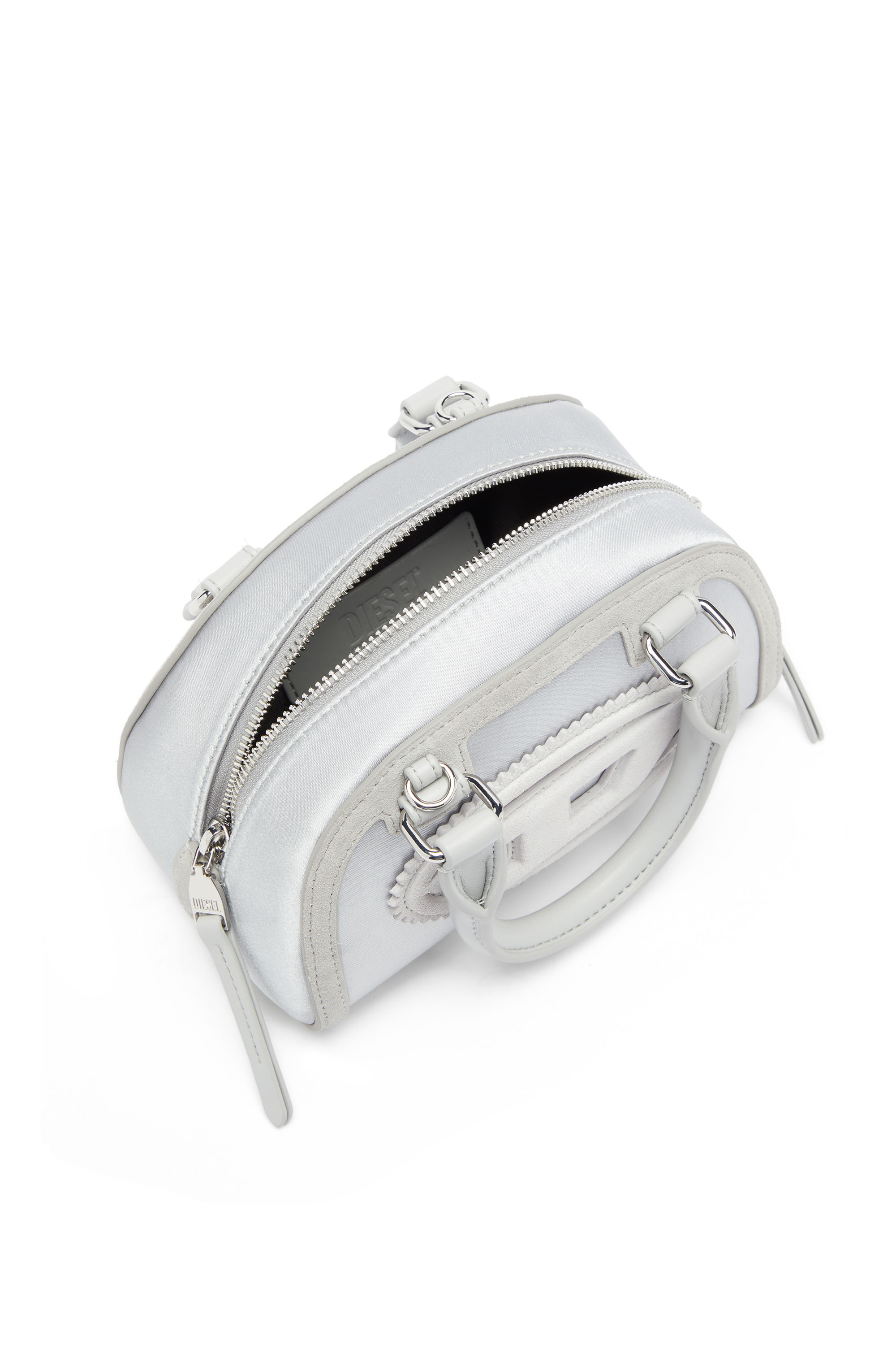 Diesel - 1DR DOME CROSSBODY, Female's 1DR Dome - Mini bowling bag in satin and suede in Silver - 4