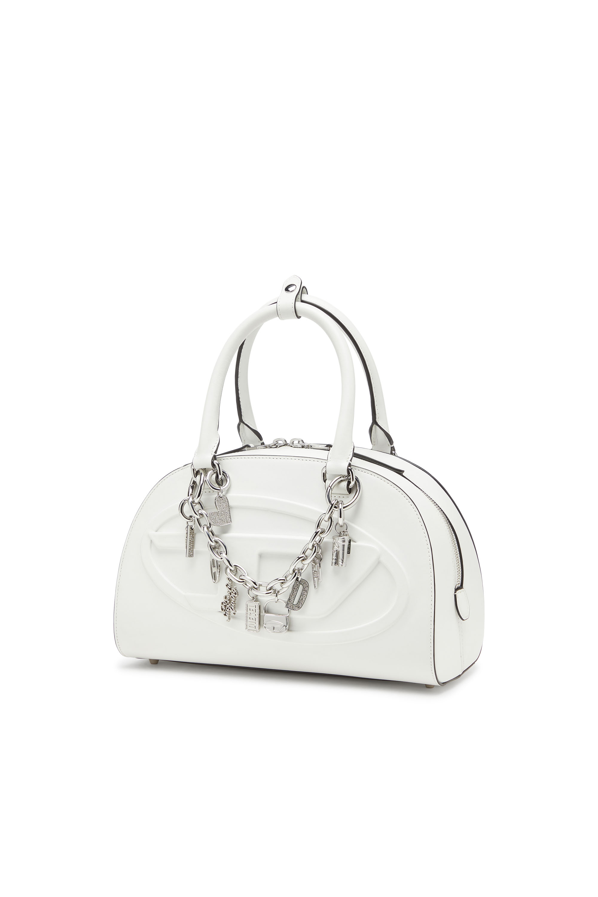 Diesel - CHARM-HEART, Female's Metal heart charm with rhinestones in Silver - 2