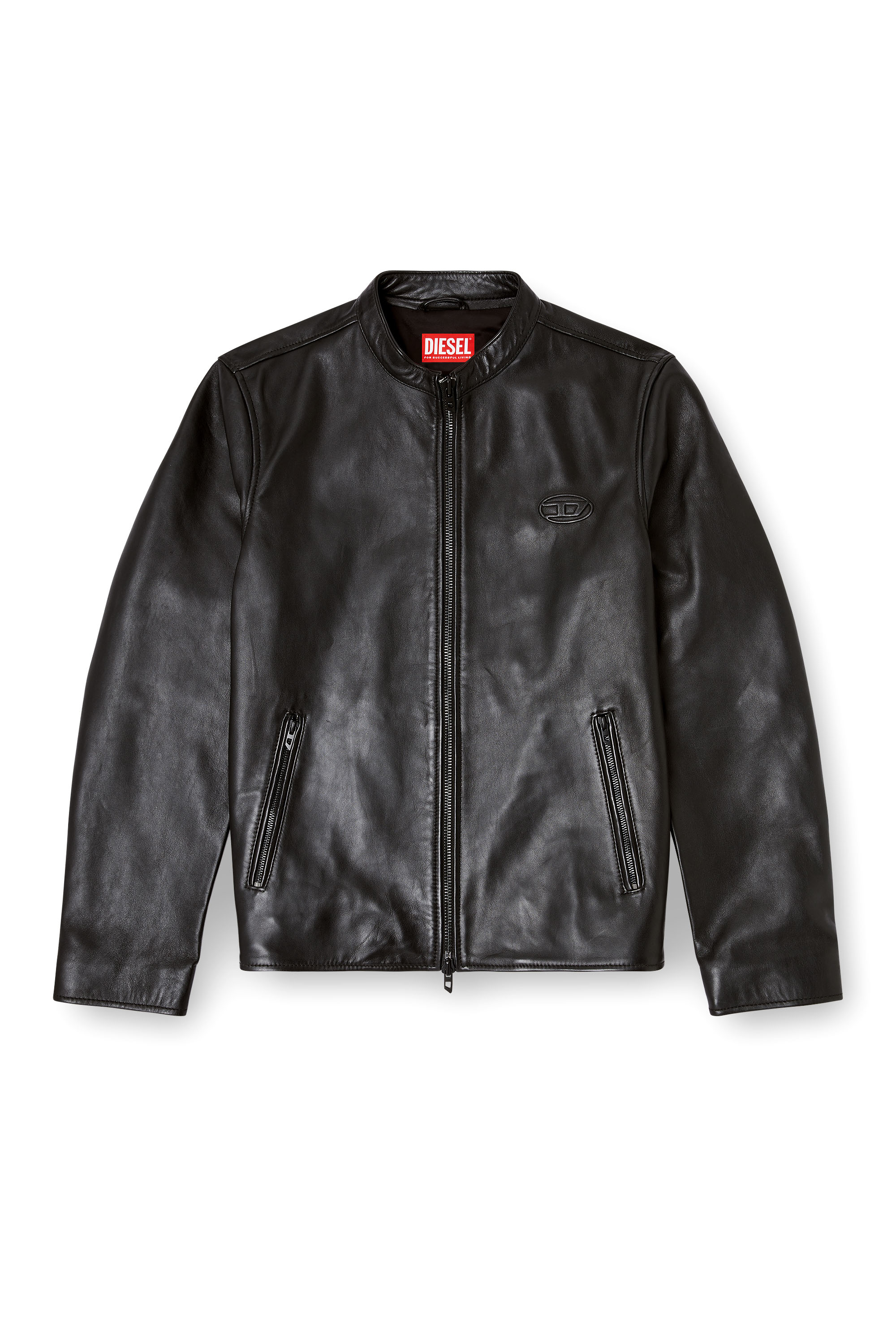 Diesel - L-TAD-WRD, Male's Biker jacket in waxed leather in Black - 2