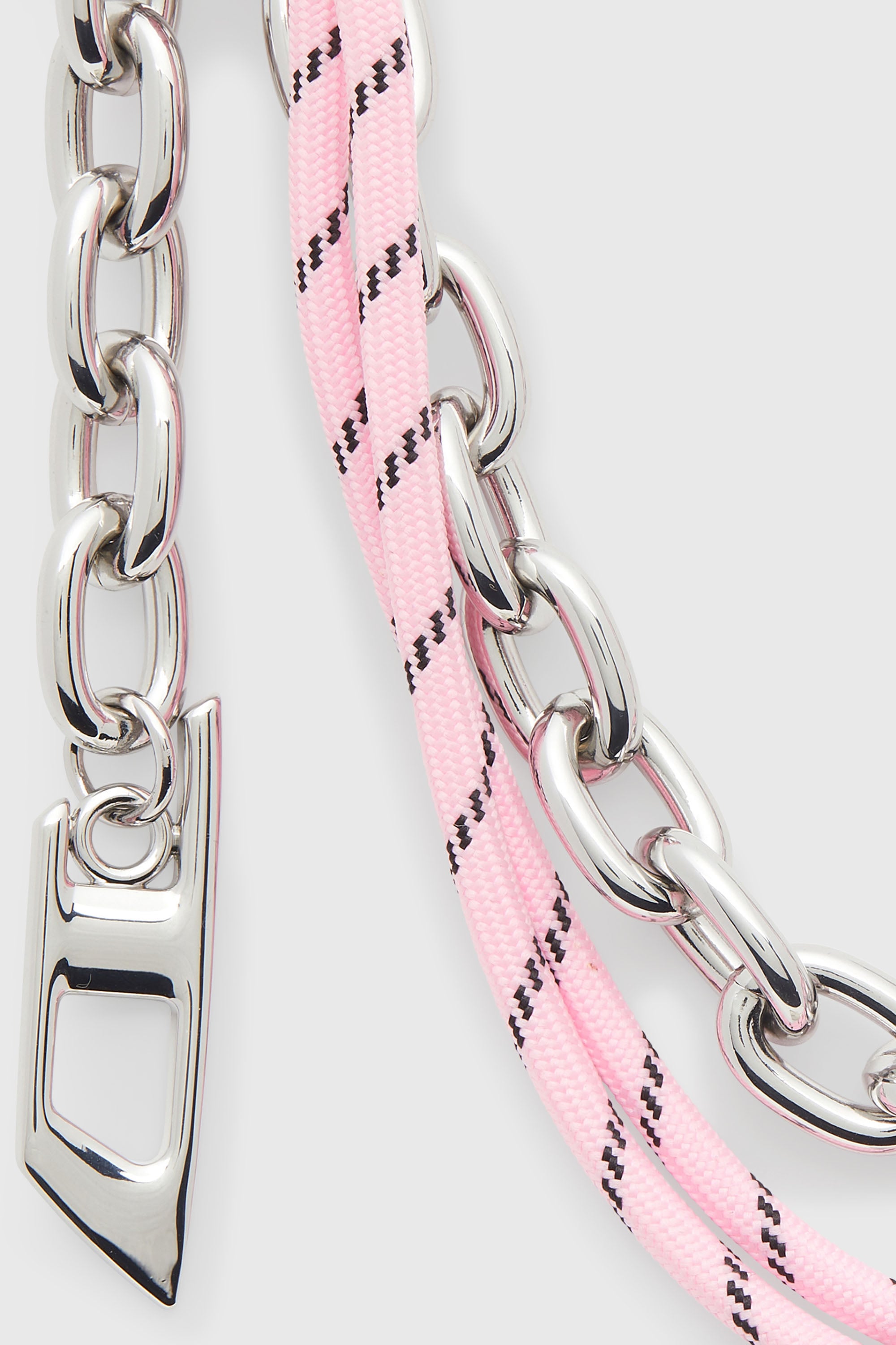 Diesel - CHAIN-D M, Female's Metal charm with chain and rope detail in Silver/Pink - 2