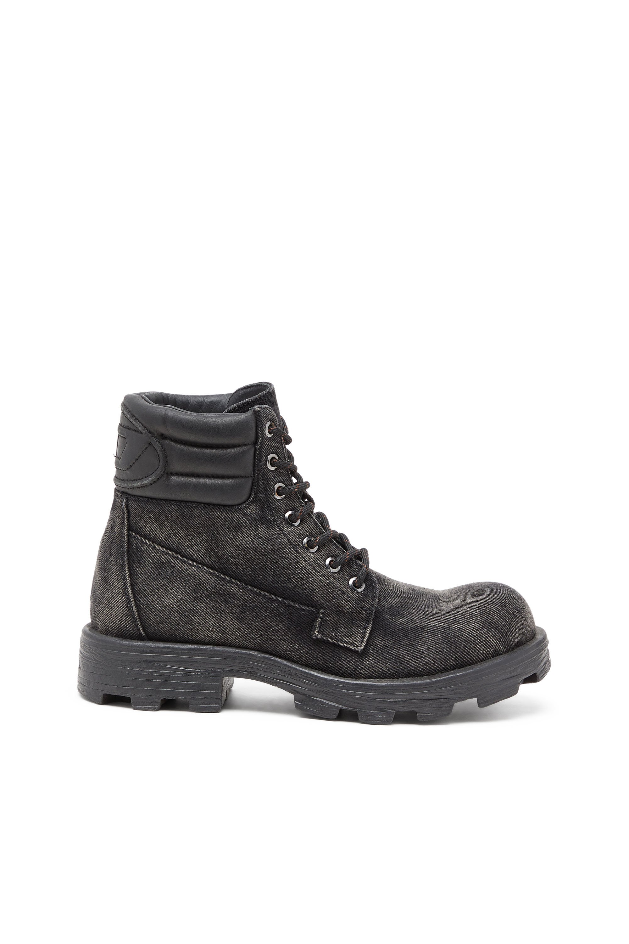 Diesel - D-HAMMER LACE UP W, Female's D-Hammer-Combat boots in denim and leather in Dark Grey - 1