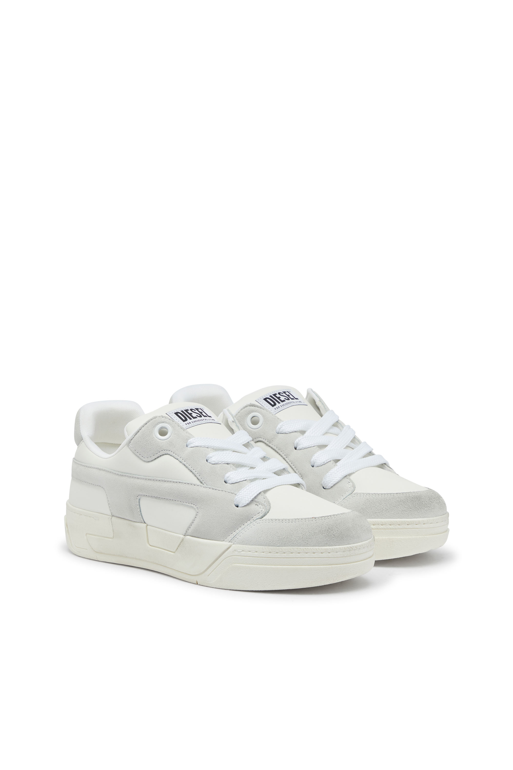 Diesel - S-D-OLLIE LOW, S-D-Ollie - Zapatillas desgastadas de piel y ante Hombre in Blanco - 2