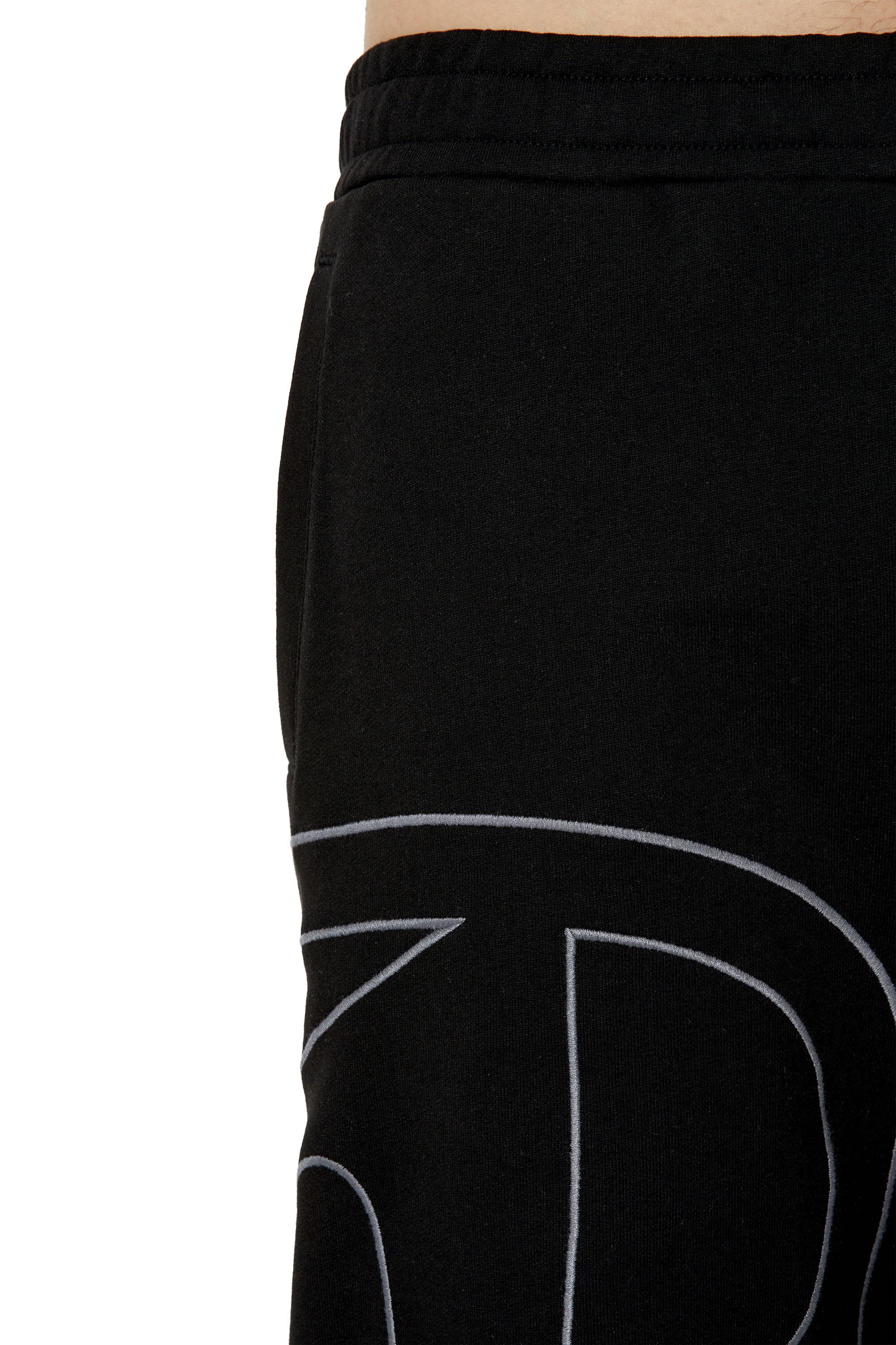 Diesel - P-CROW-MEGOVAL, Man's Sweat shorts with maxi D logo in Black - 4