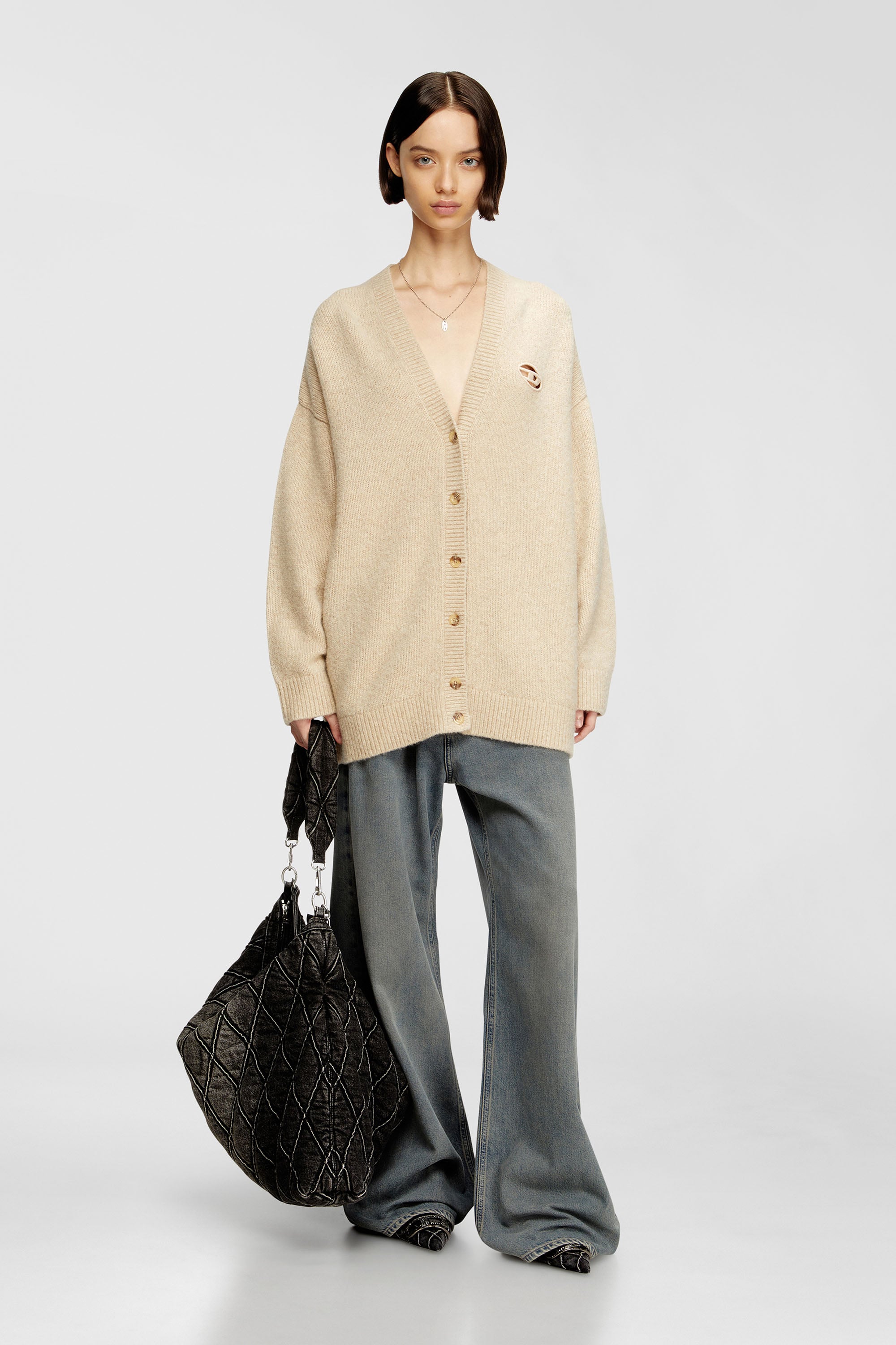 Diesel - M-AREELA, Female's Cardigan in wool and alpaca blend in Beige - 2