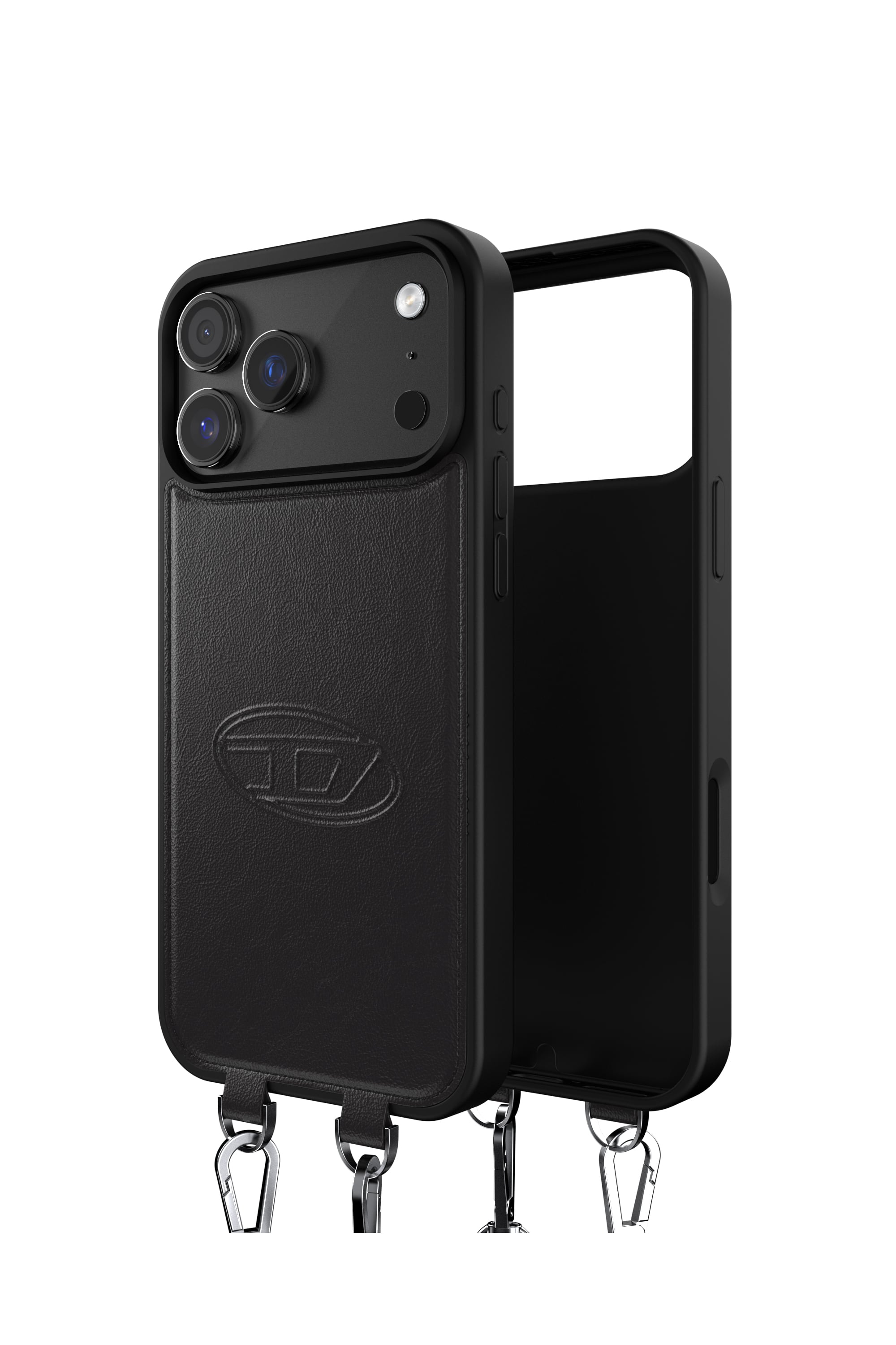 Diesel - 60663 MOULDED CASE, Unisex's Oval D case with wrist strap and MagSafe for iPhone 17 Pro Max in Black - 1