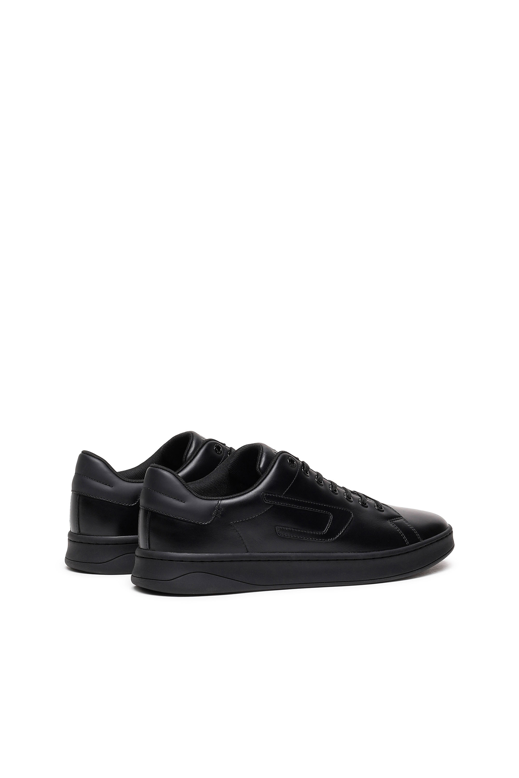 Diesel - S-ATHENE LOW, Man's S-Athene Low-Low-top leather sneakers with D patch in Black - 4
