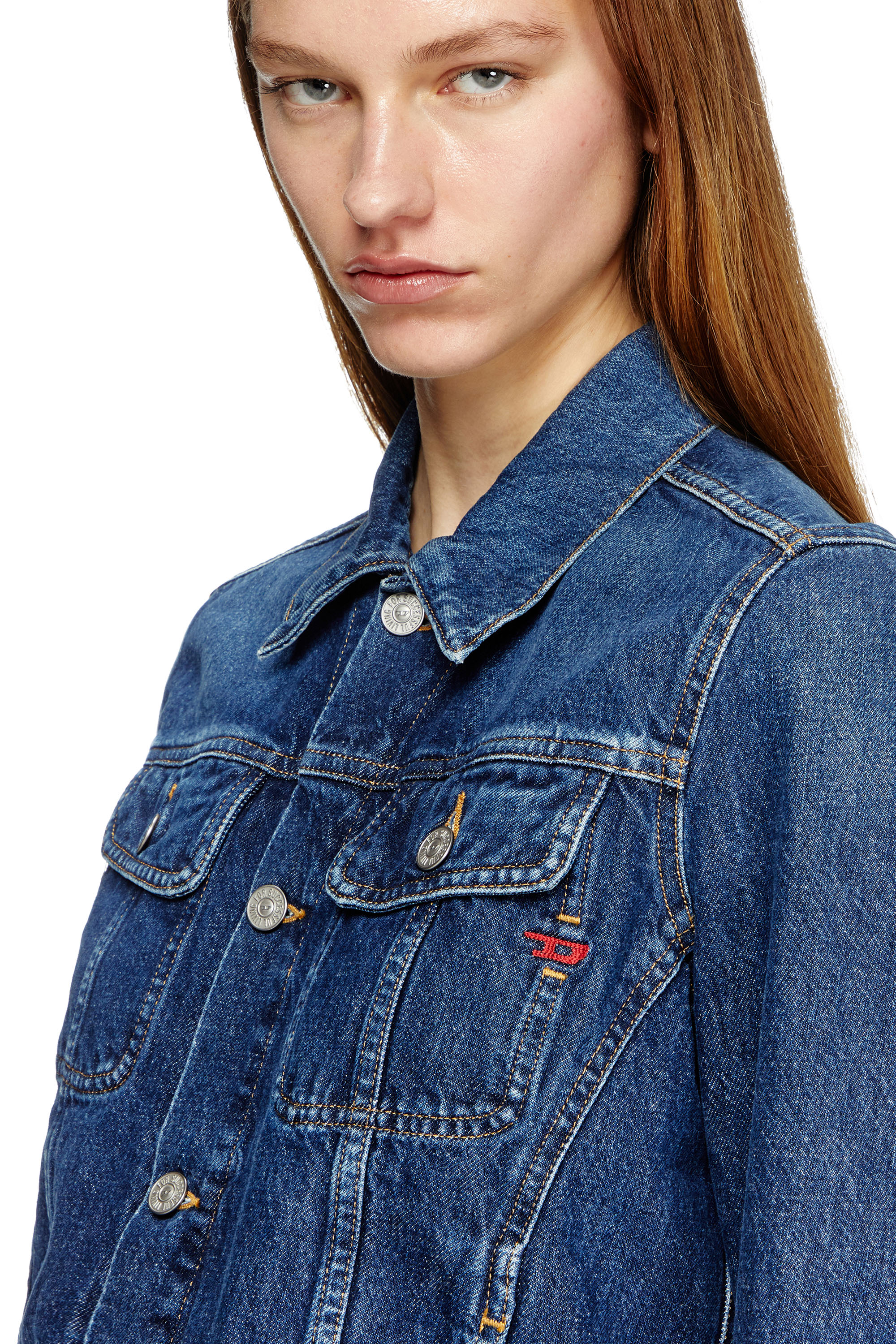 Diesel - DE-BONNY, Female's Trucker jacket in denim in Dark Blue - 4