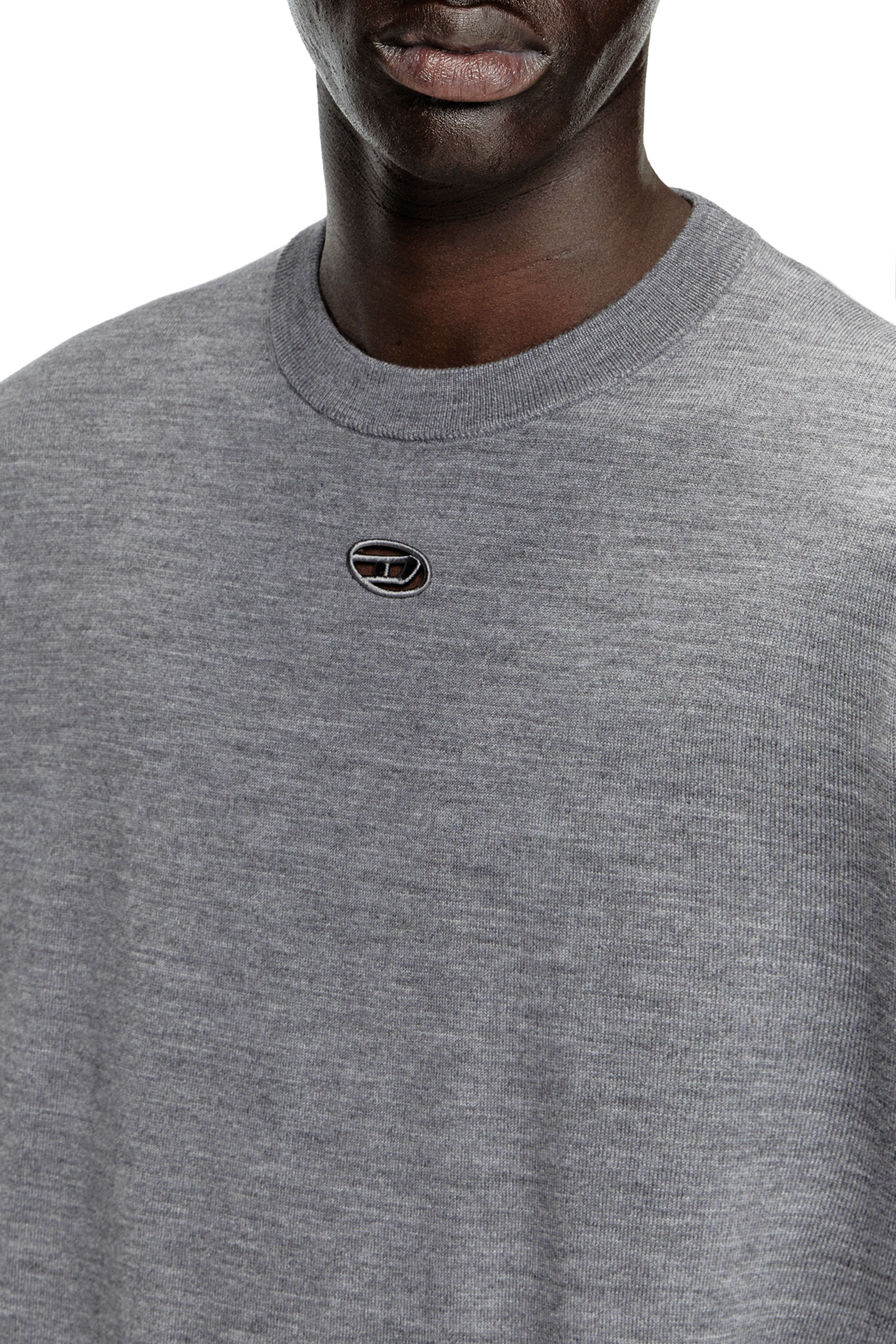 Diesel - K-VALIAM, Male's Wool jumper with cut-out logo in Grey - 4