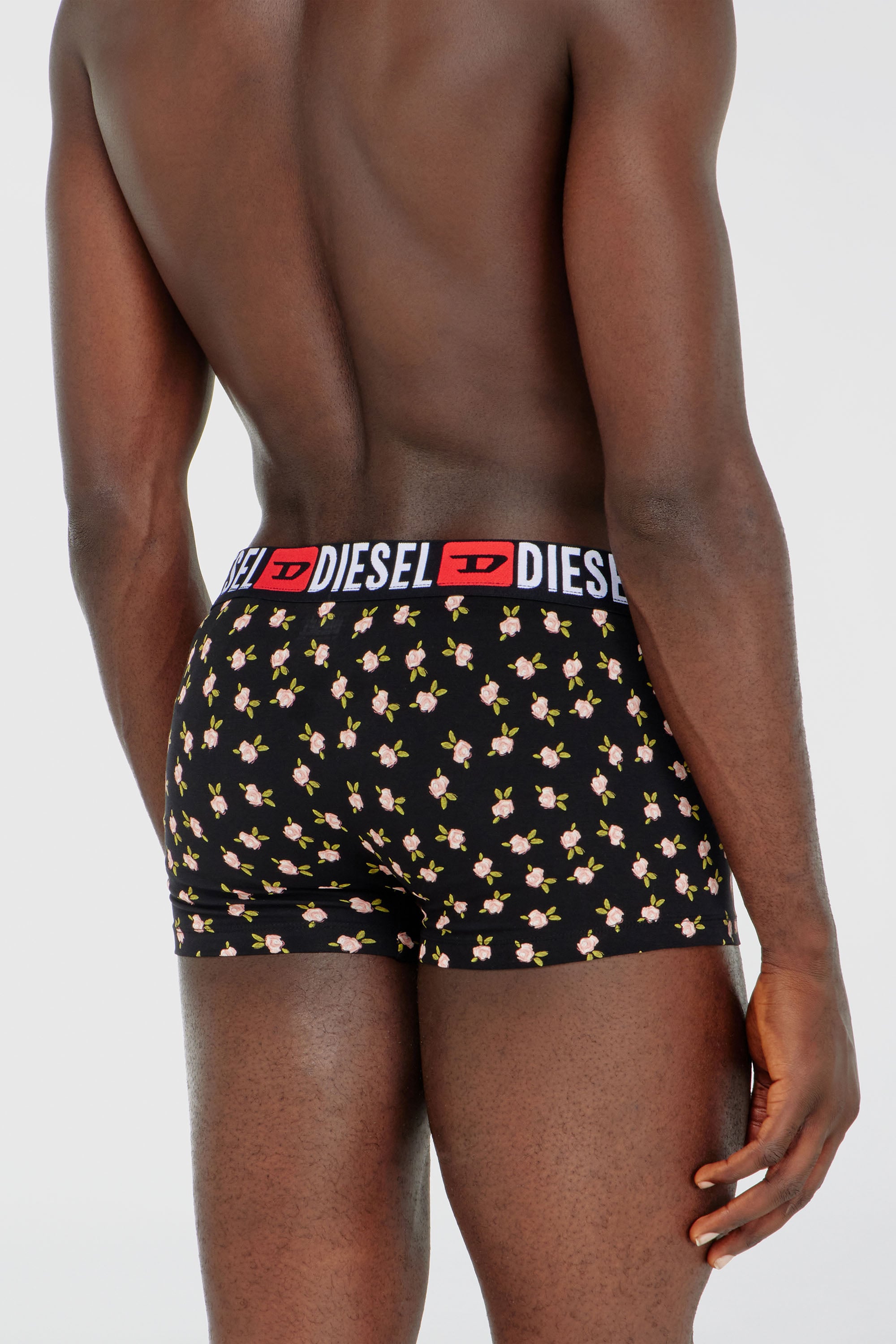 Diesel - UMBX-DAMIENTHREEPACK, Male's Three-pack of stretch cotton trunks with floral print in Black/Red - 3