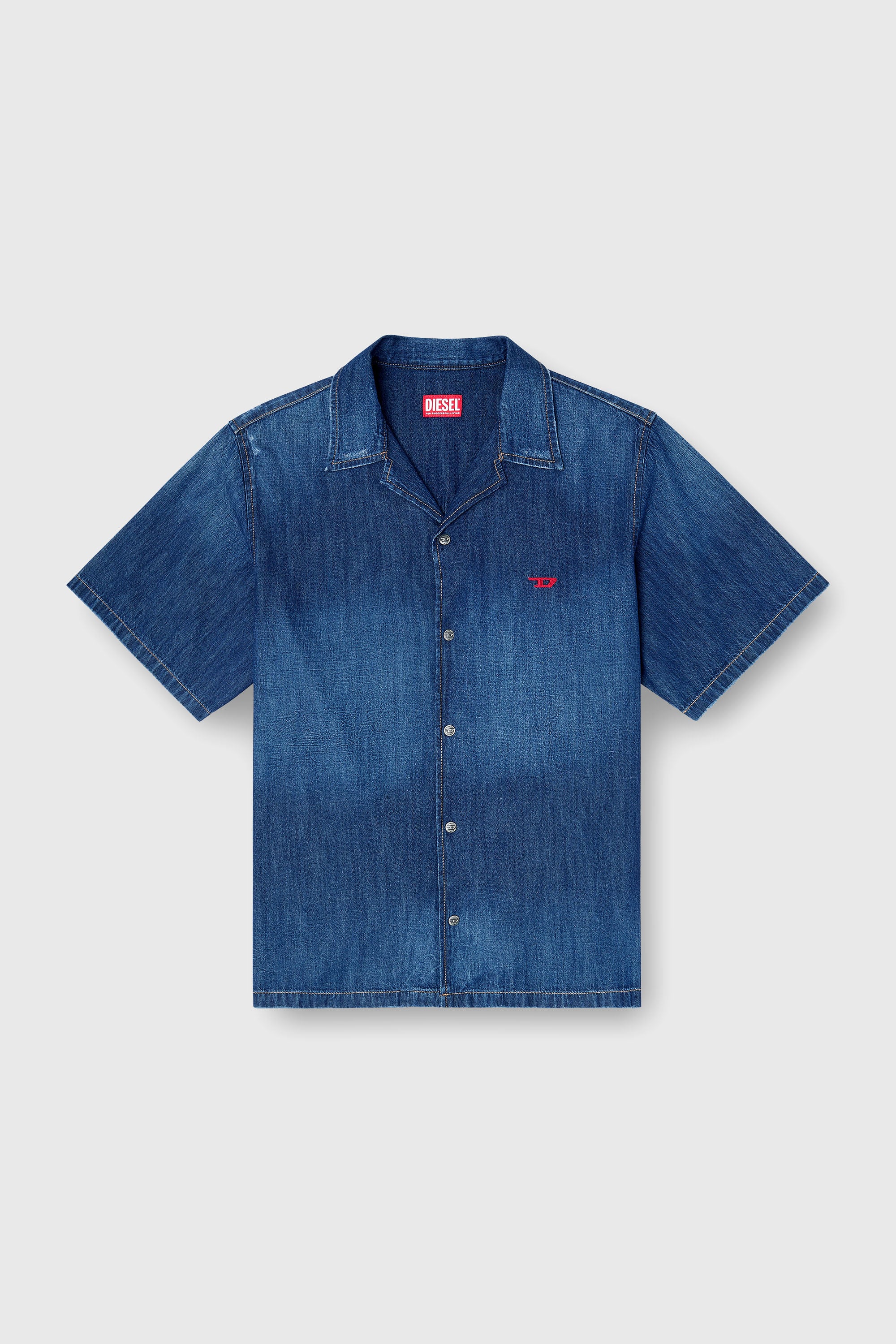 Diesel - D-NABIL-D, Camisa vaquera de manga corta Hombre in Azul marino - 2