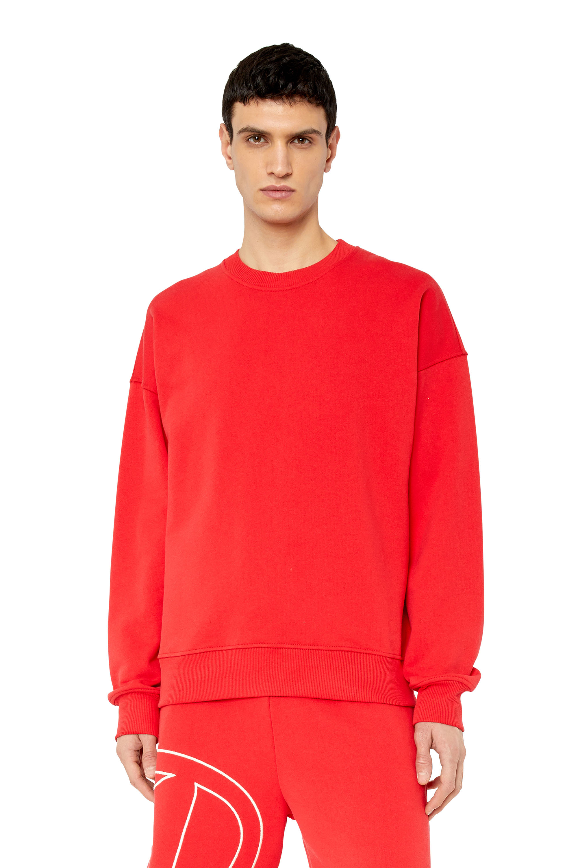 Diesel - S-ROB-MEGOVAL, Man's Sweatshirt with back maxi D logo in Red - 4