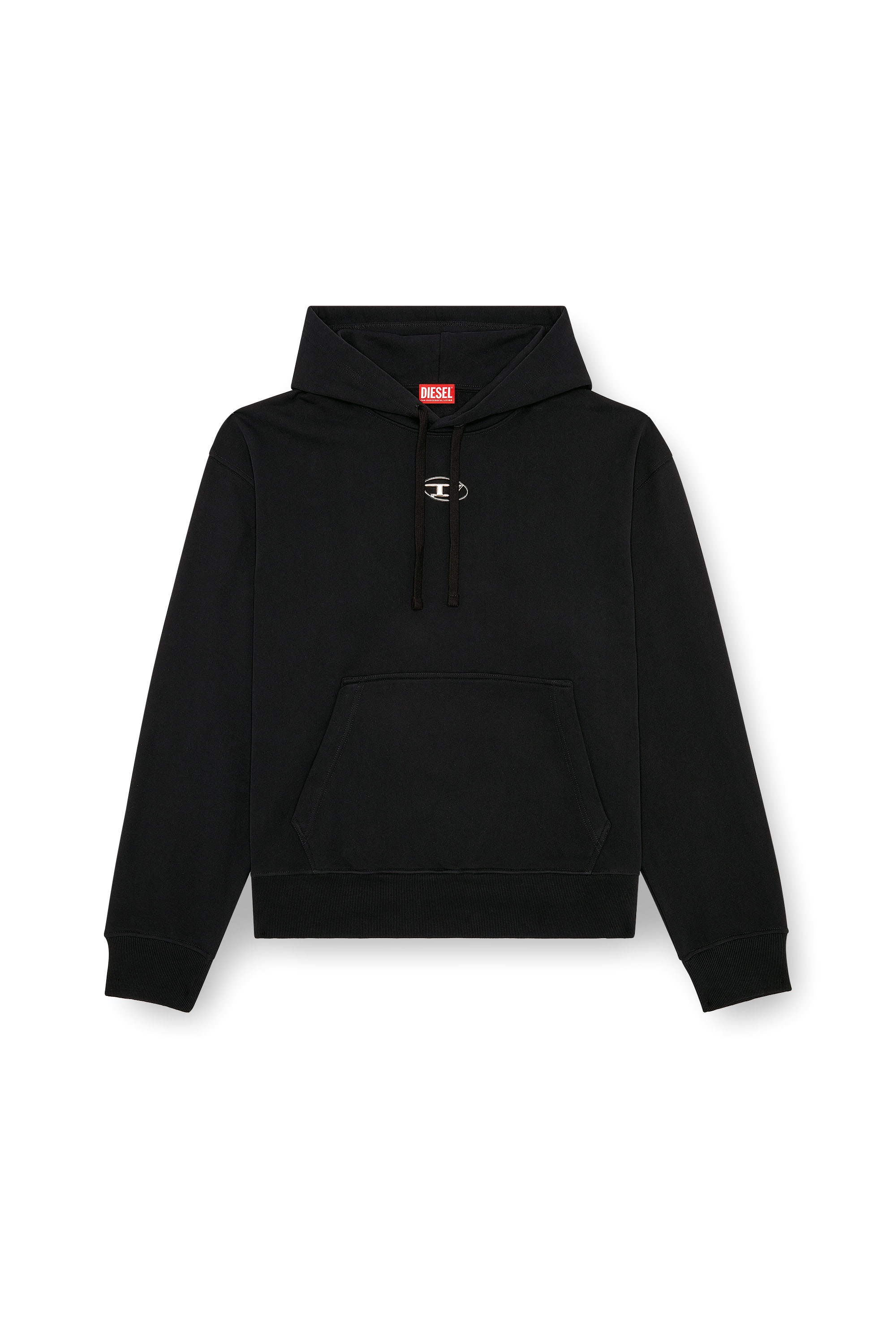 Diesel - S-MACS-HOOD-OD, Male's Oversized hoodie with metallic logo in Black - 2