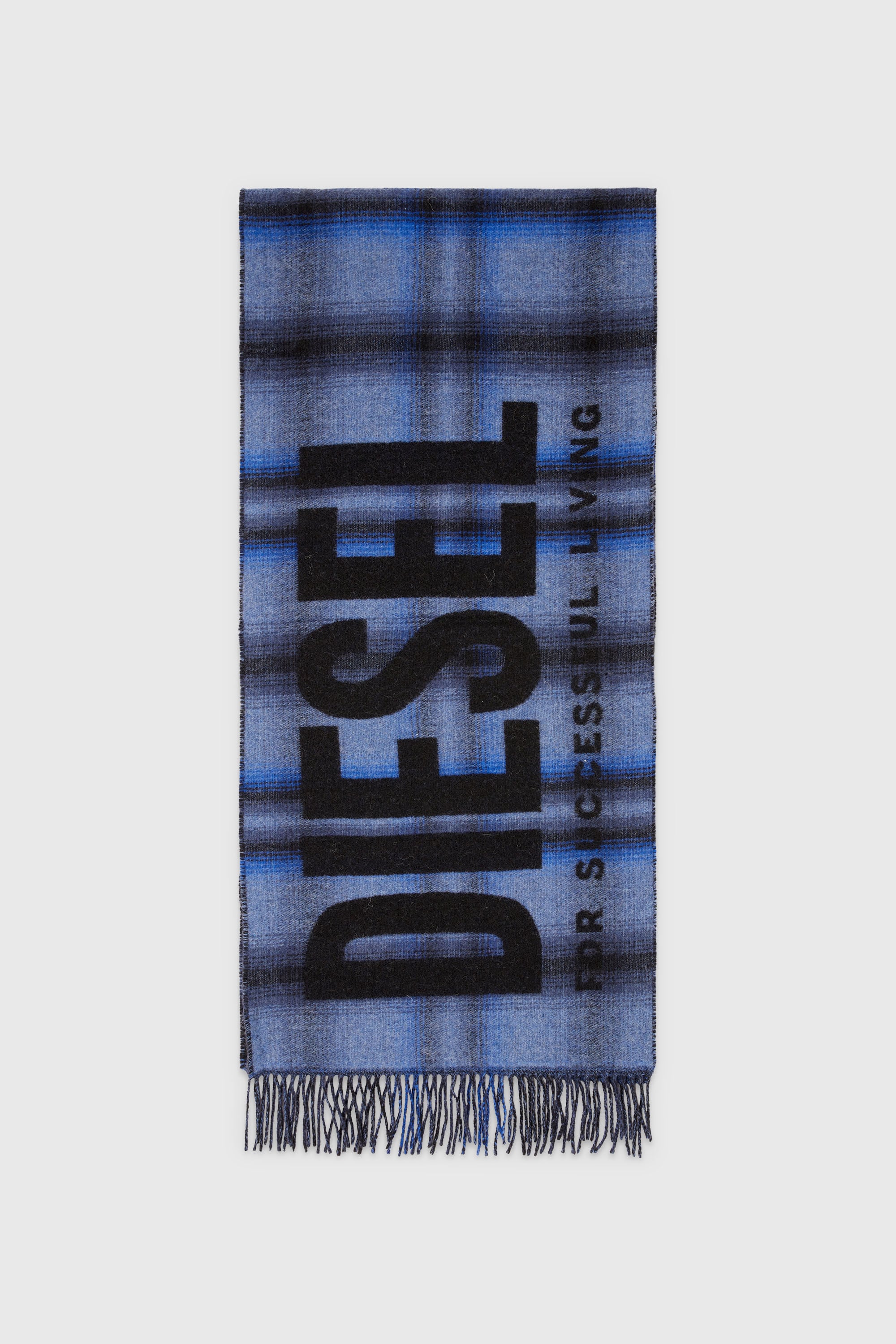 Diesel - S-CHECK, Bufanda de mezcla de lana con patr&oacute;n de cuadros Hombre in Azul marino - 1