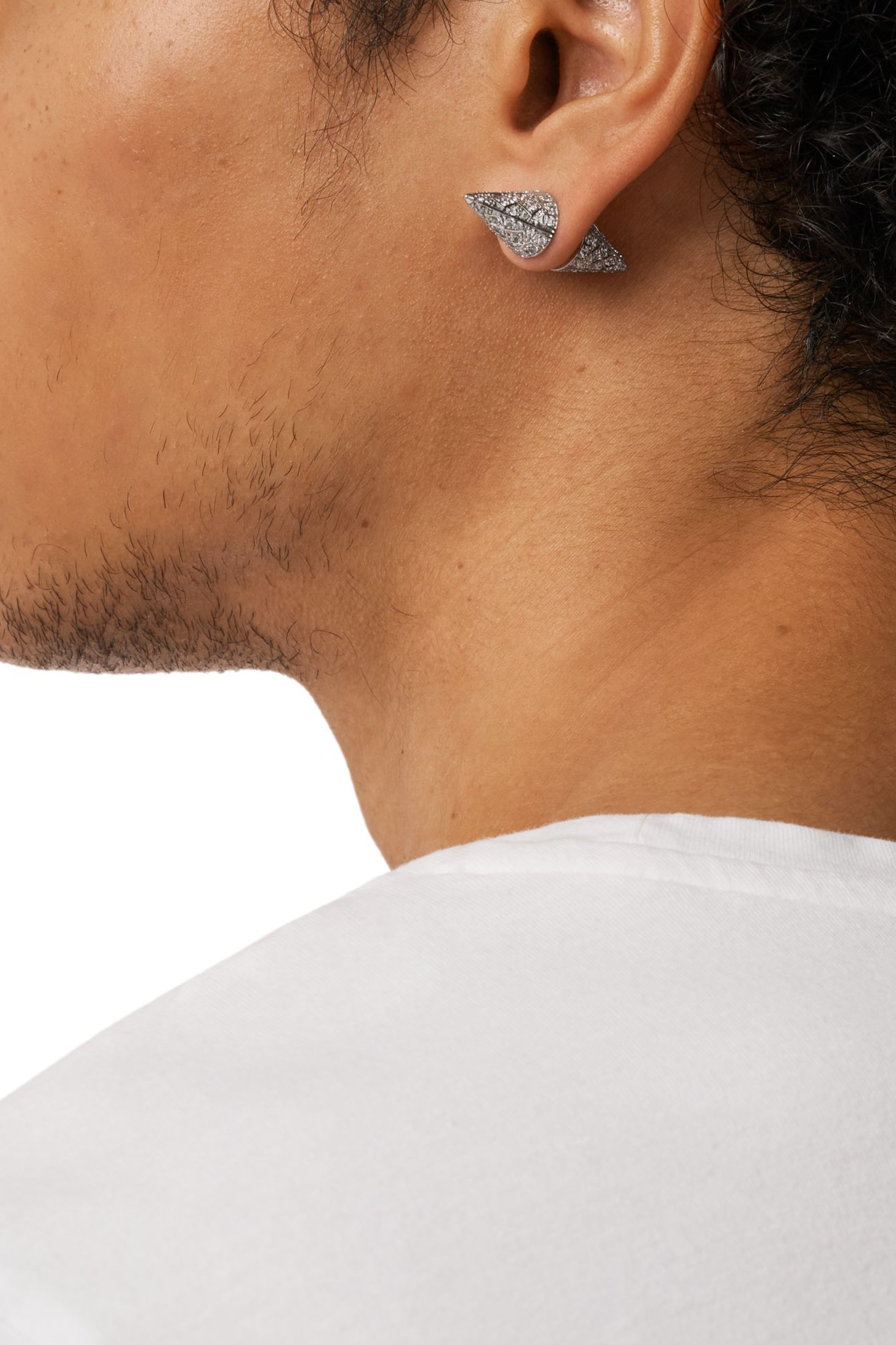 Diesel - DX1658040 JEWELLERY, Pendientes de tachuelas de latón en tono plateado Unisex in Plateado - 4
