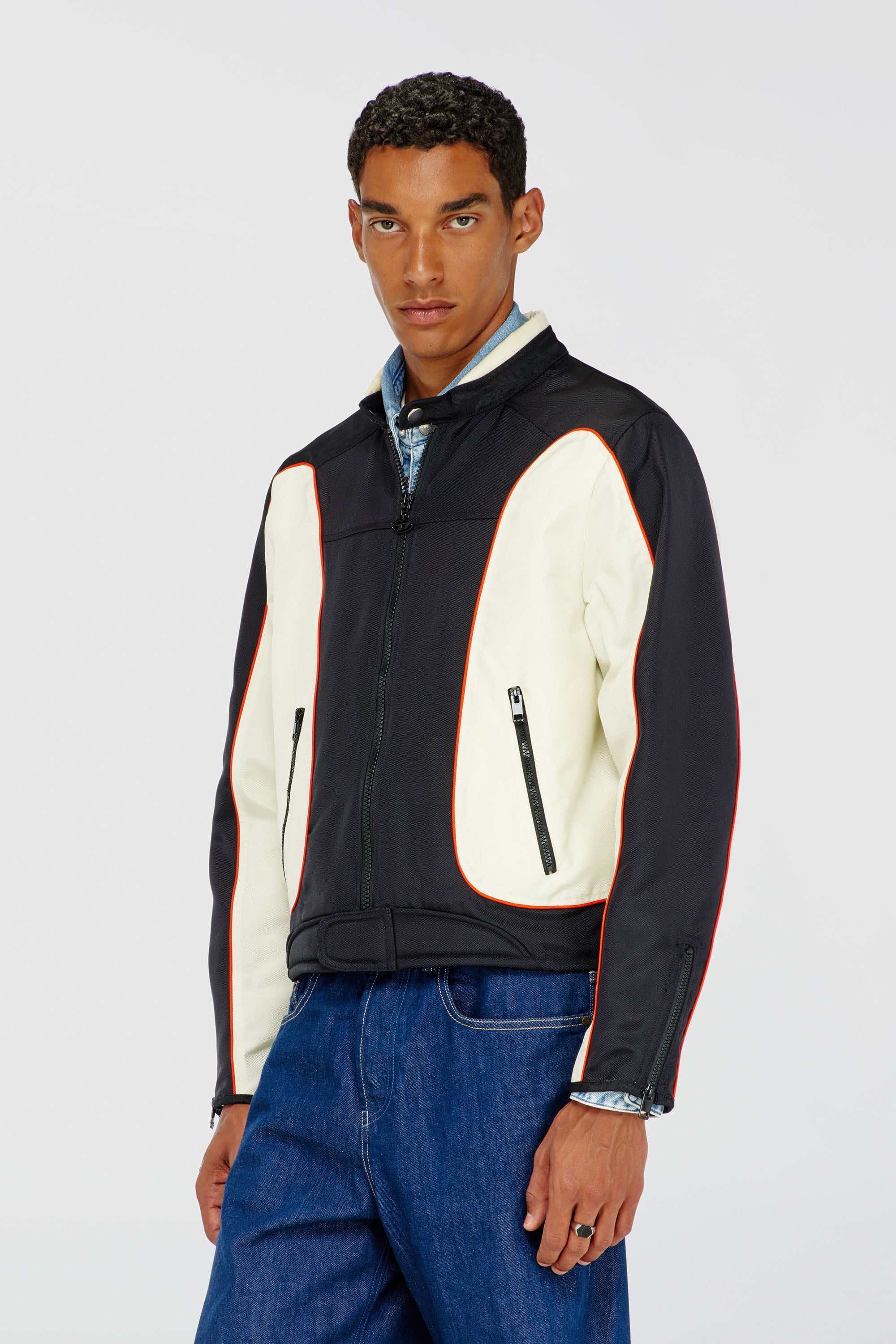 Diesel - J-BLINK-A, Veste biker color-block avec passepoil Homme in Polychrome - 1
