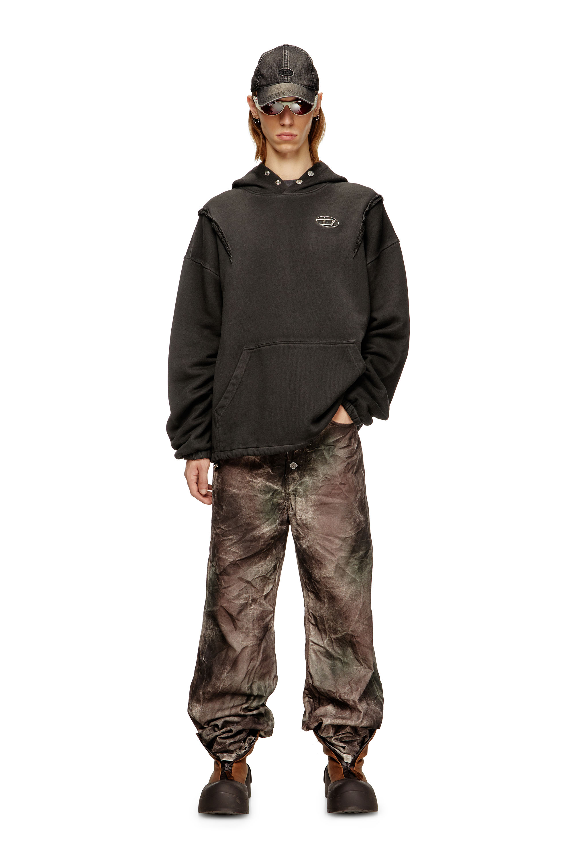 Diesel - S-THUG-HOODIE, Unisex's Hoodie with faded effect in Black - 2