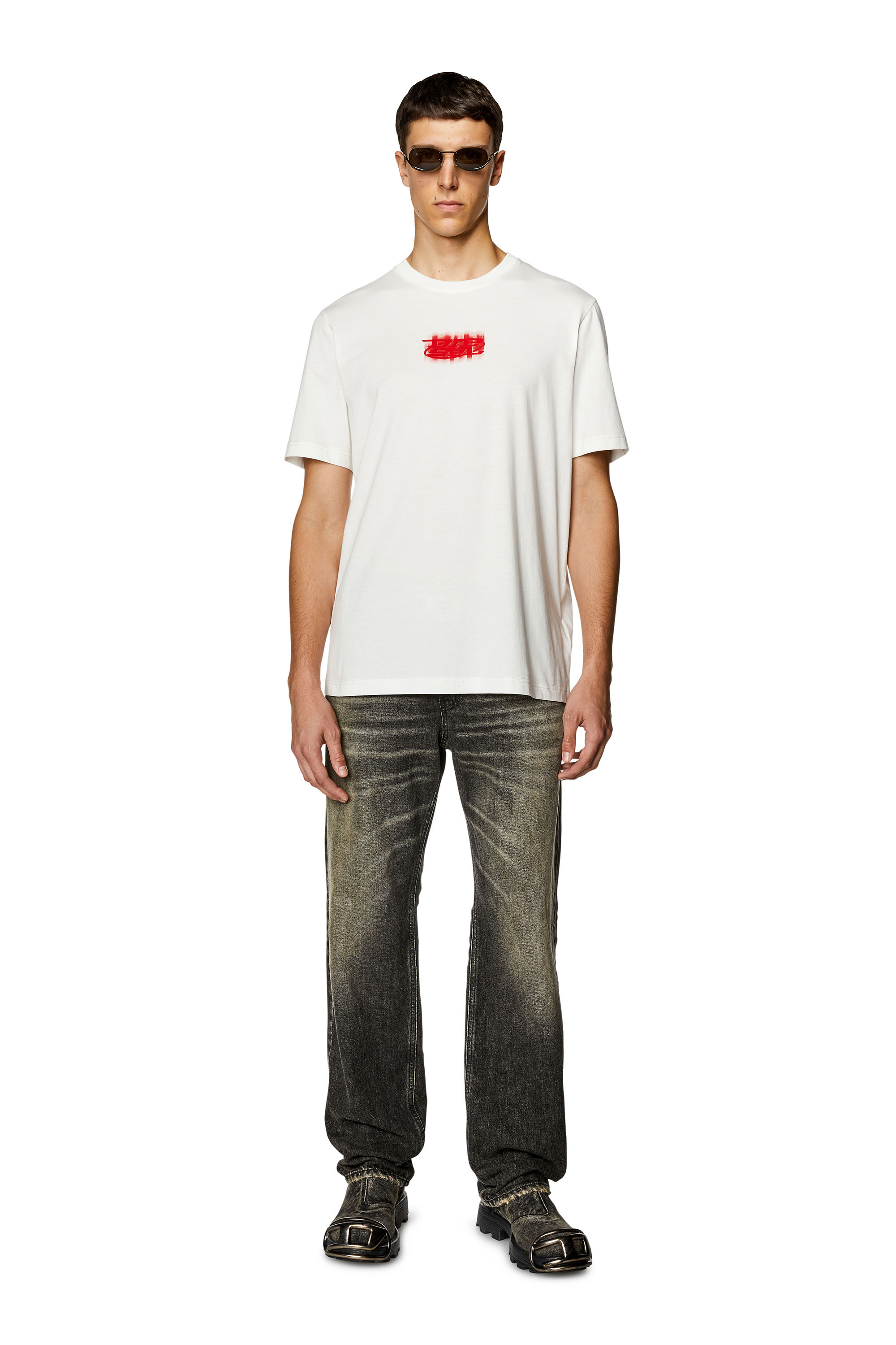 Men's Logo-flocked T-shirt in organic cotton | White | Diesel