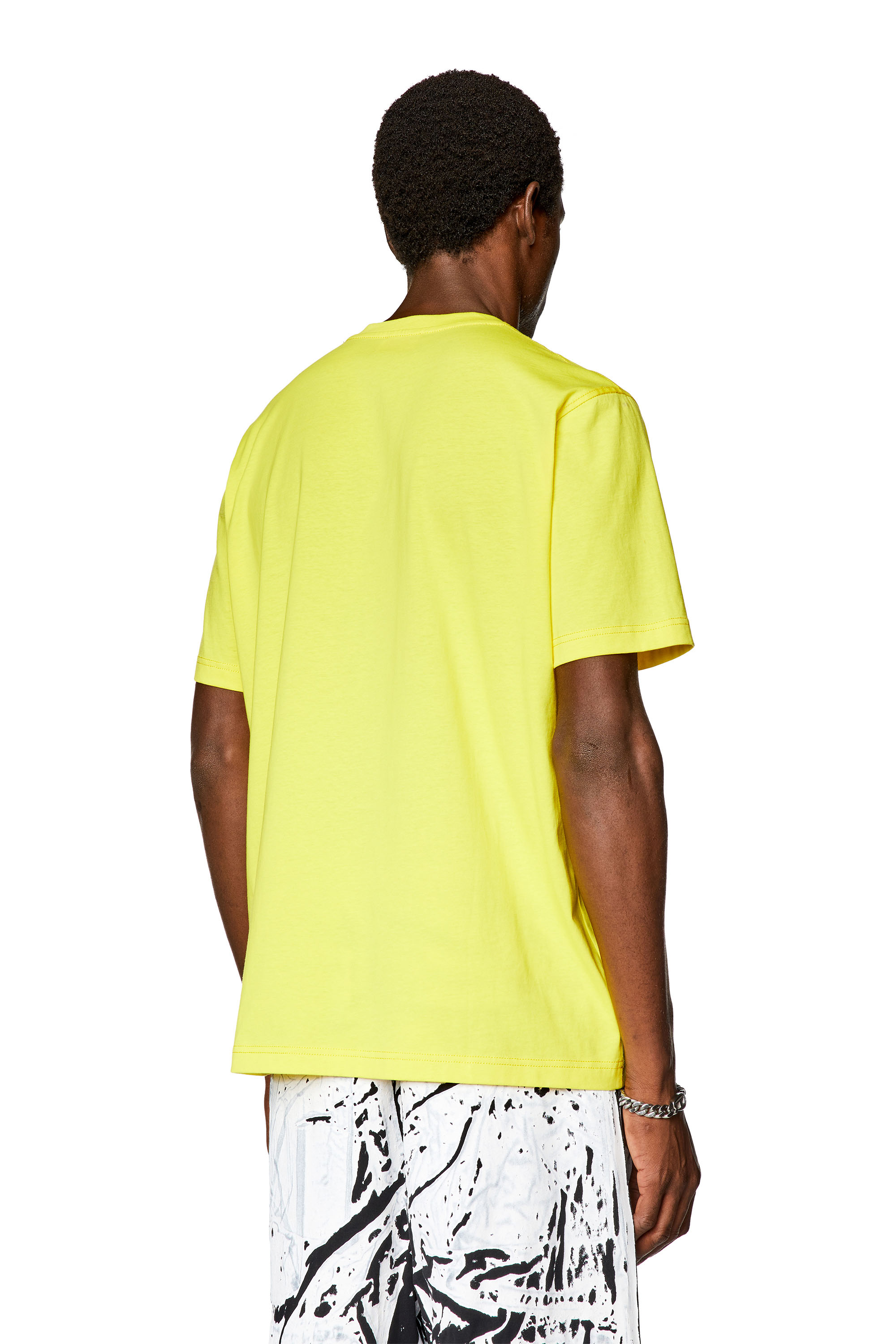 Diesel - T-JUST-N10, Man's T-shirt with contrasting Diesel prints in Yellow - 4