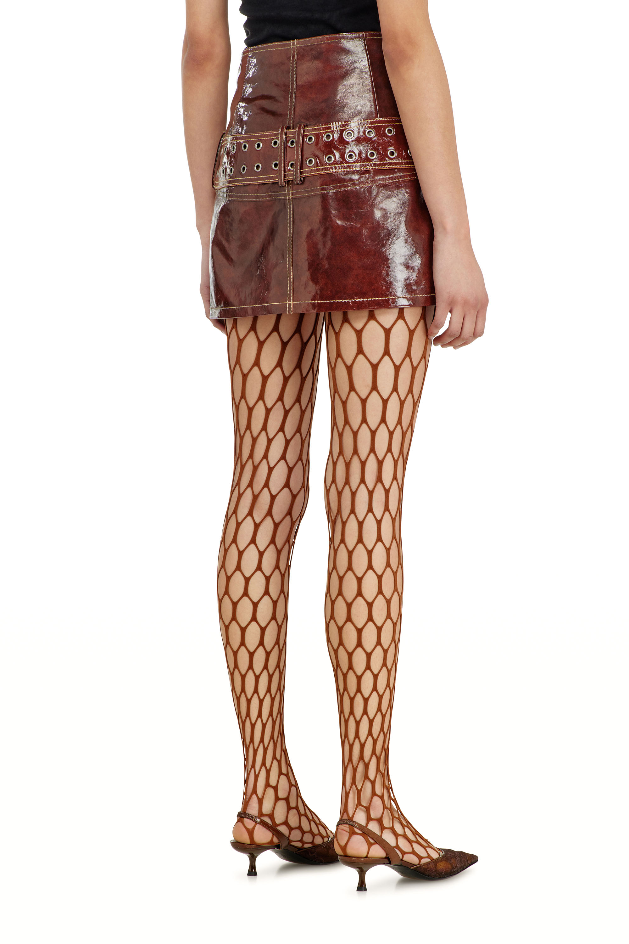 Diesel - L-EVANT, Female's Patent-leather miniskirt with belt in null - 4