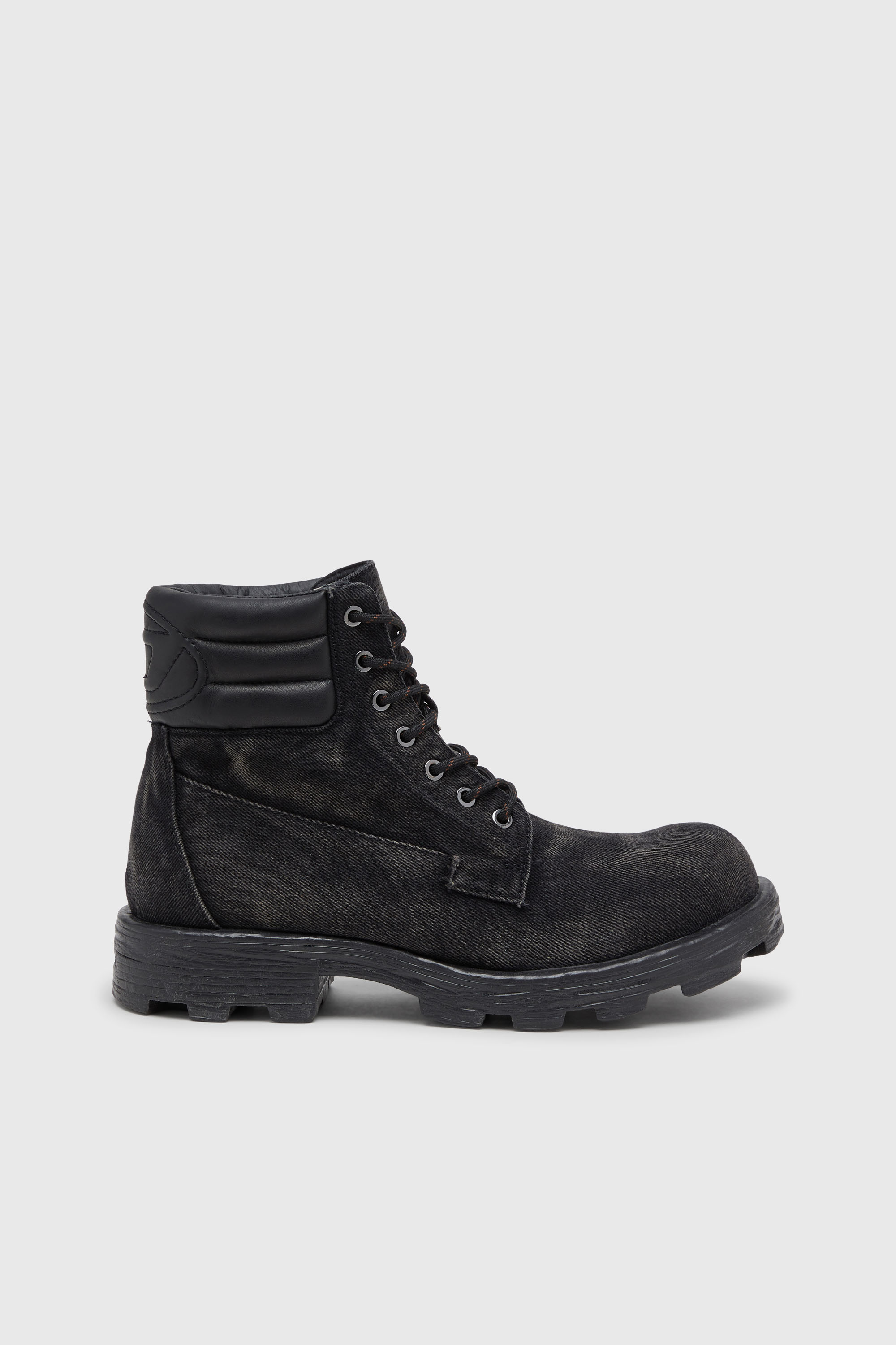 Diesel - D-HAMMER LACE UP, Male's D-Hammer-Combat boots in denim and leather in Black - 1