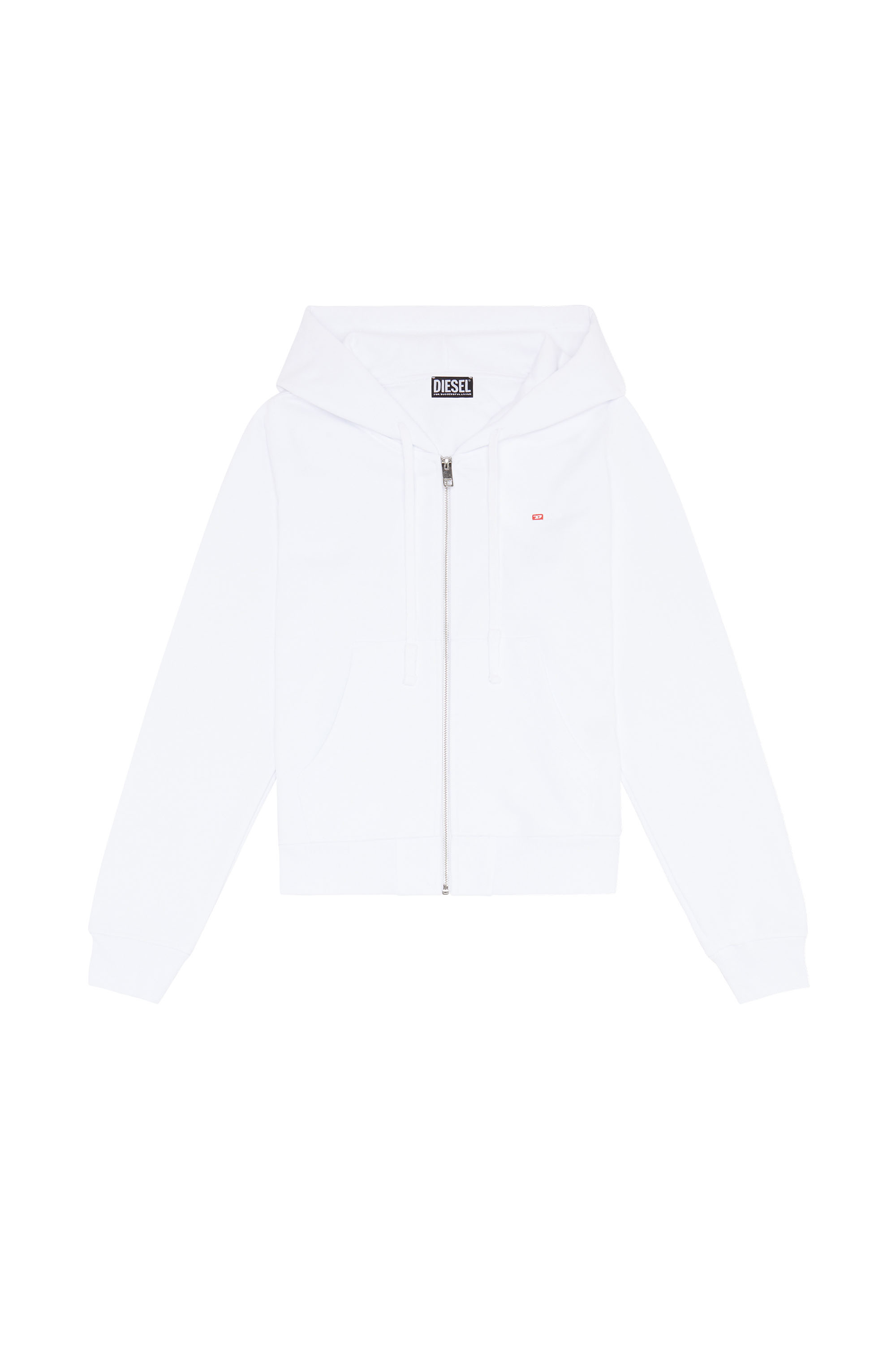 Diesel - F-REGGY-HOOD-ZIP-MICRODIV, Female's Hoodie with embroidered micro logo in White - 2