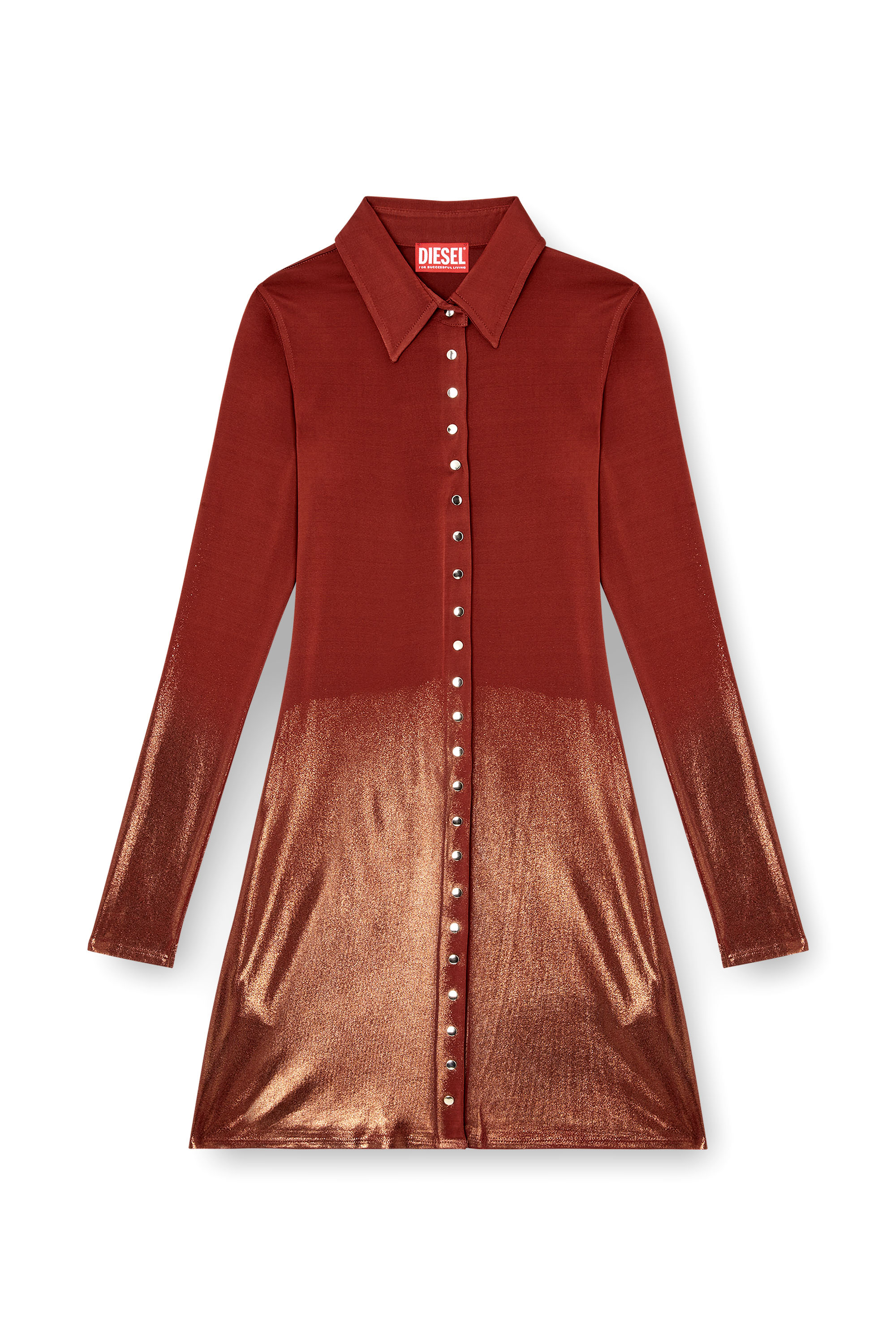 Diesel - D-POL, Female's Polo mini dress with front buttons in Brown - 2