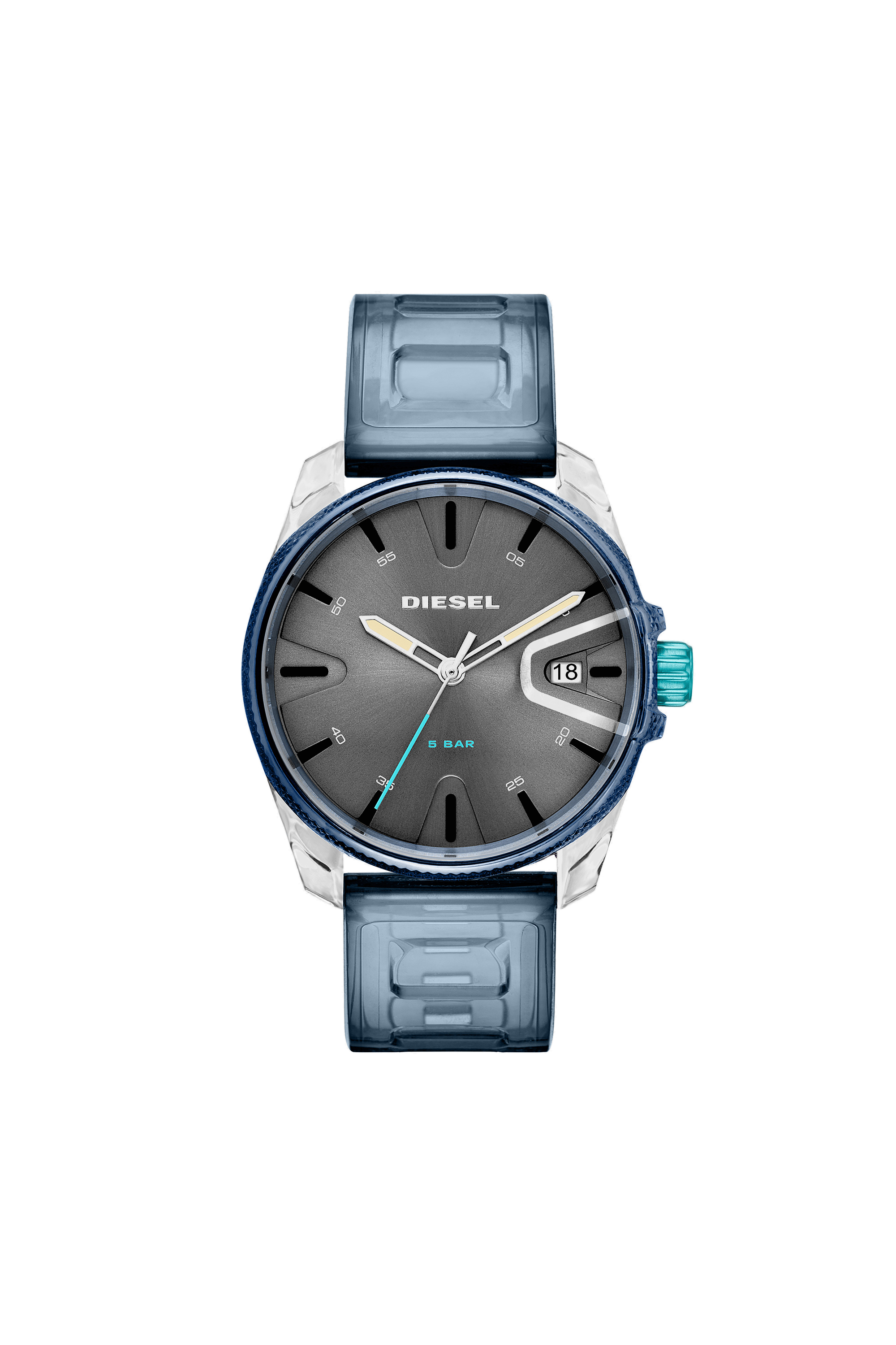 Ms9 three-hand watch in blue silicone