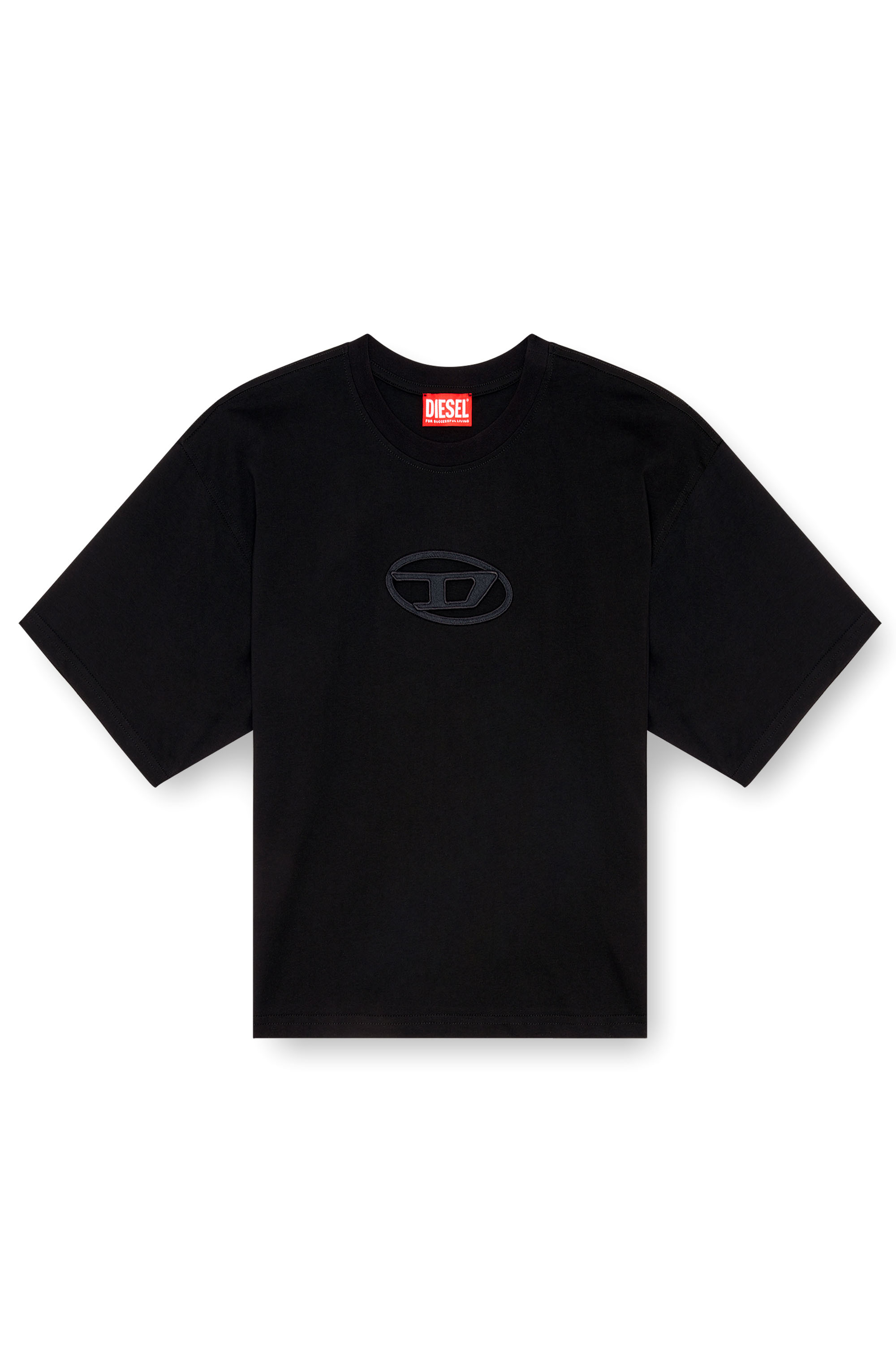 Diesel - T-BUXT-CROP-OD, T-shirt boxy avec cut-out Oval D Femme in Noir - 3