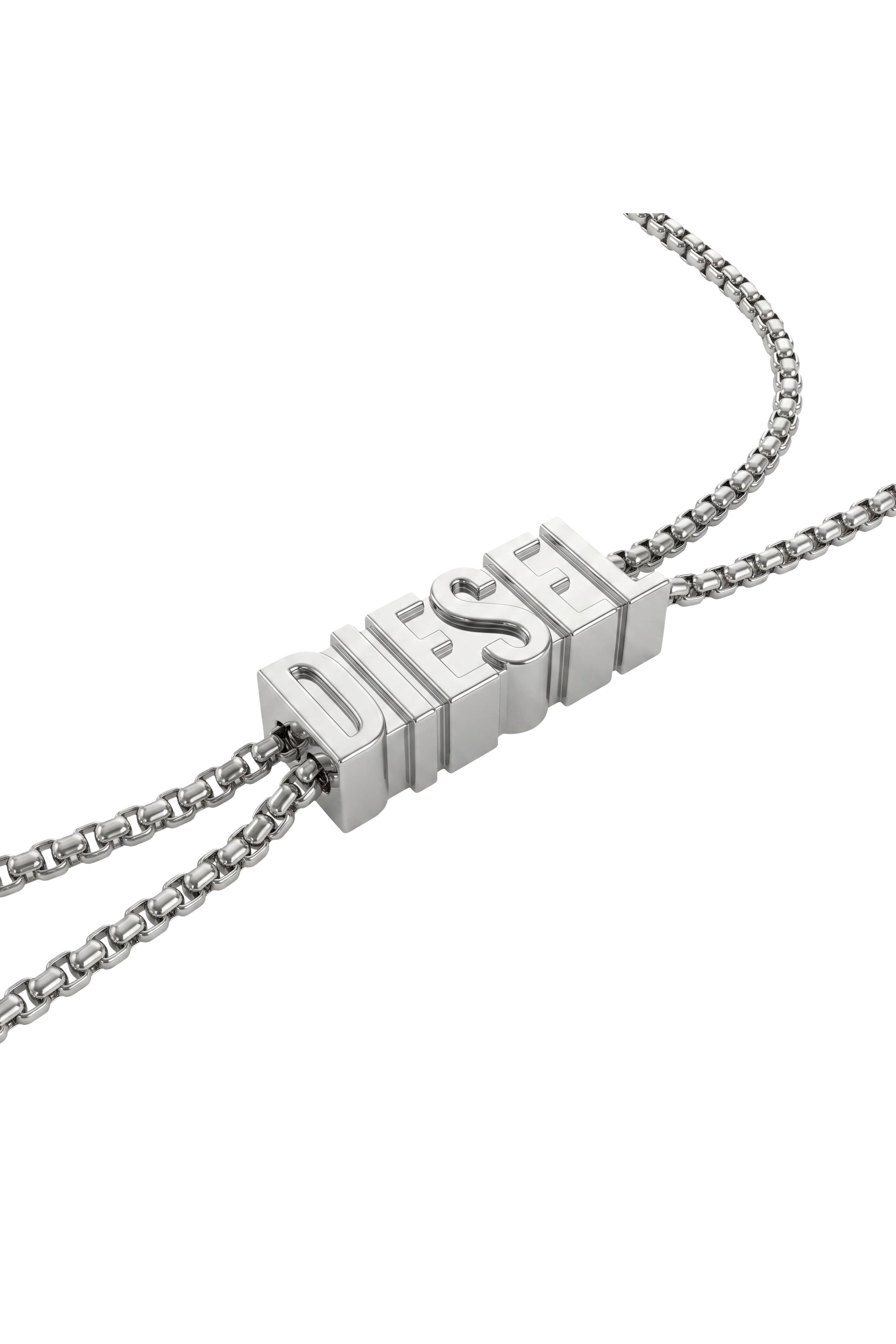 Diesel - 60669 EARBUDS CHAIN EARBUNDS CHAIN, Unisex's D chain earbuds necklace in Silver - 3